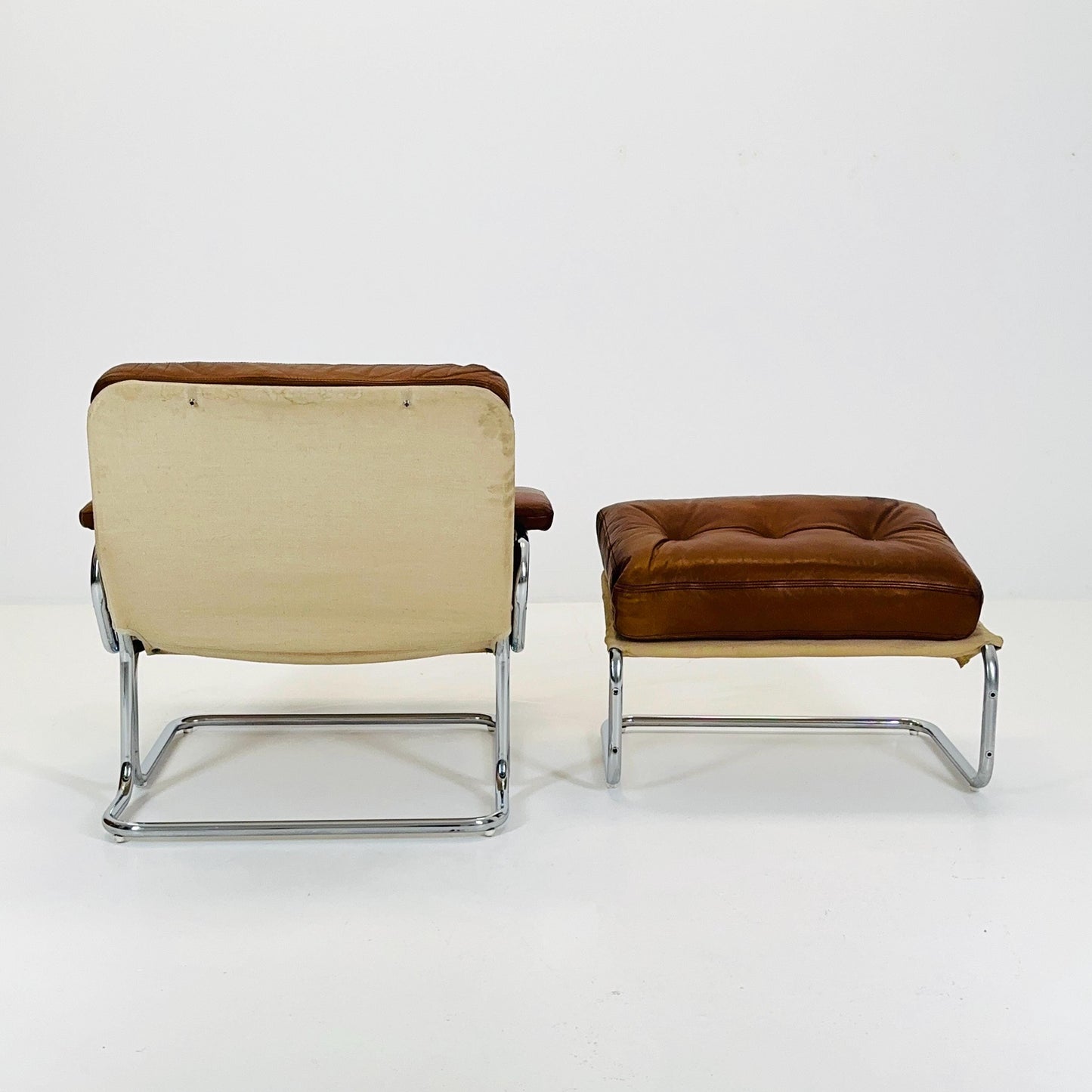 Mid century rare Lounge chair and ottoman by Rolf Benz Germany 1980s
