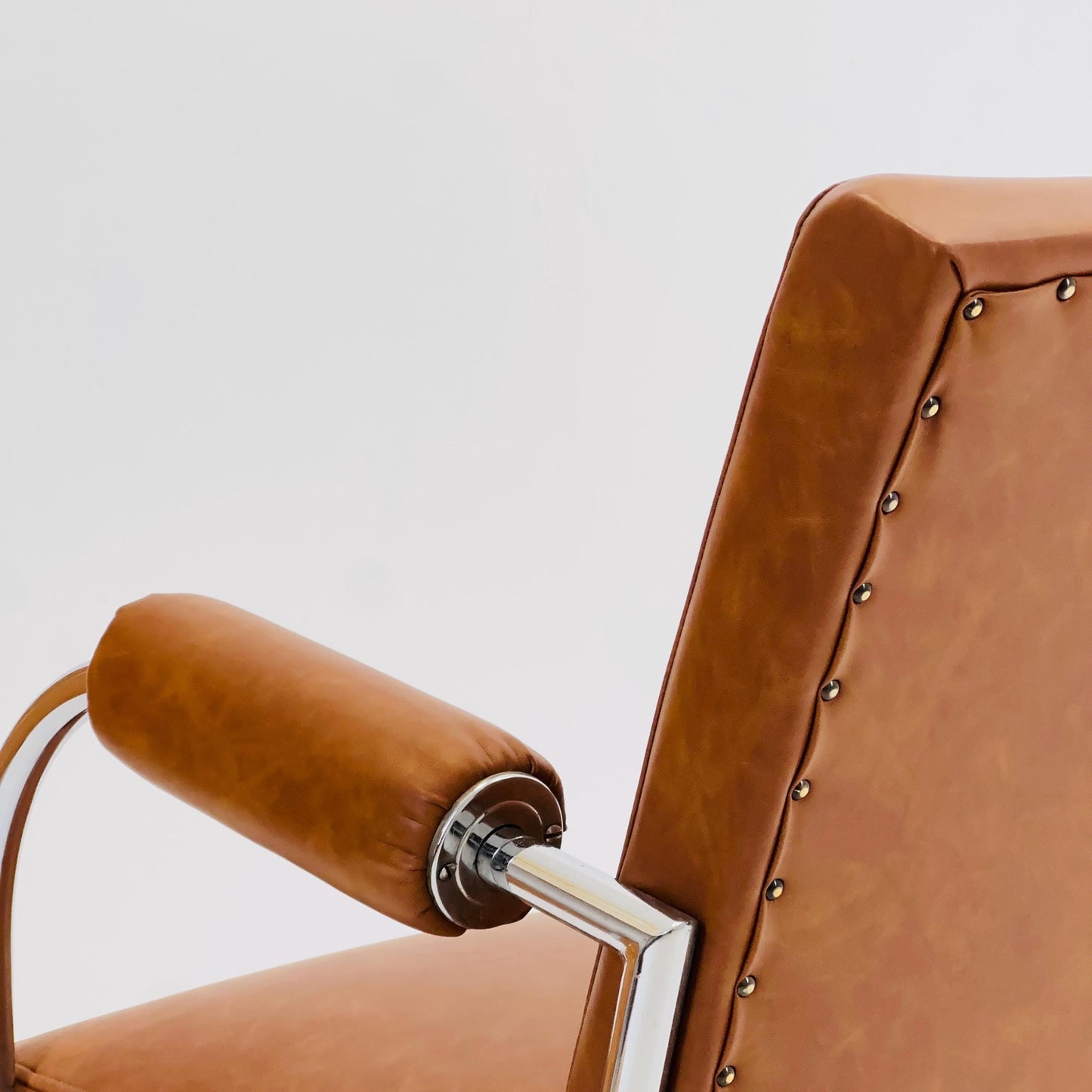 Mid-Century Bauhaus Armchair in Cognac Leather & Chrome by Mücke-Melder Czechoslovakia 1950s
