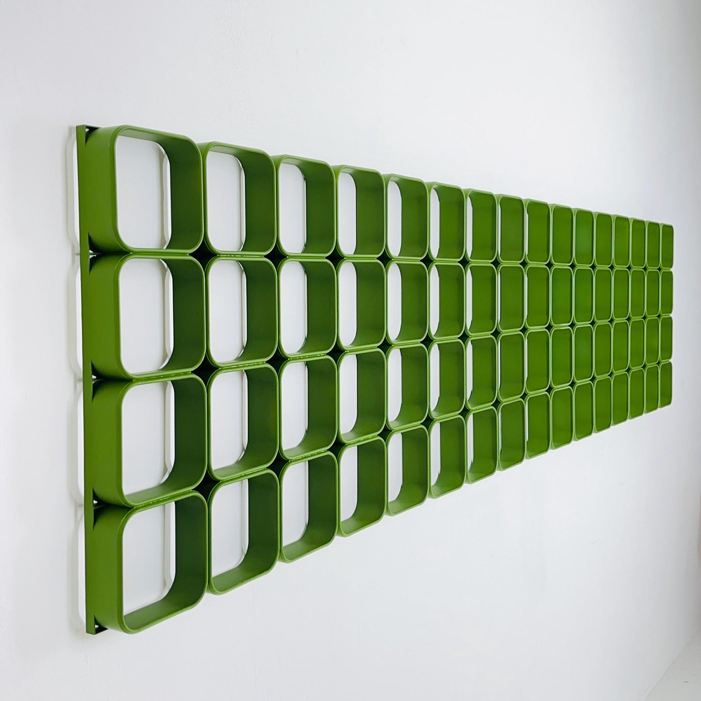 Set of 8 space age green square Plastic Wall or Ceiling Panels system Switzerland 1970s