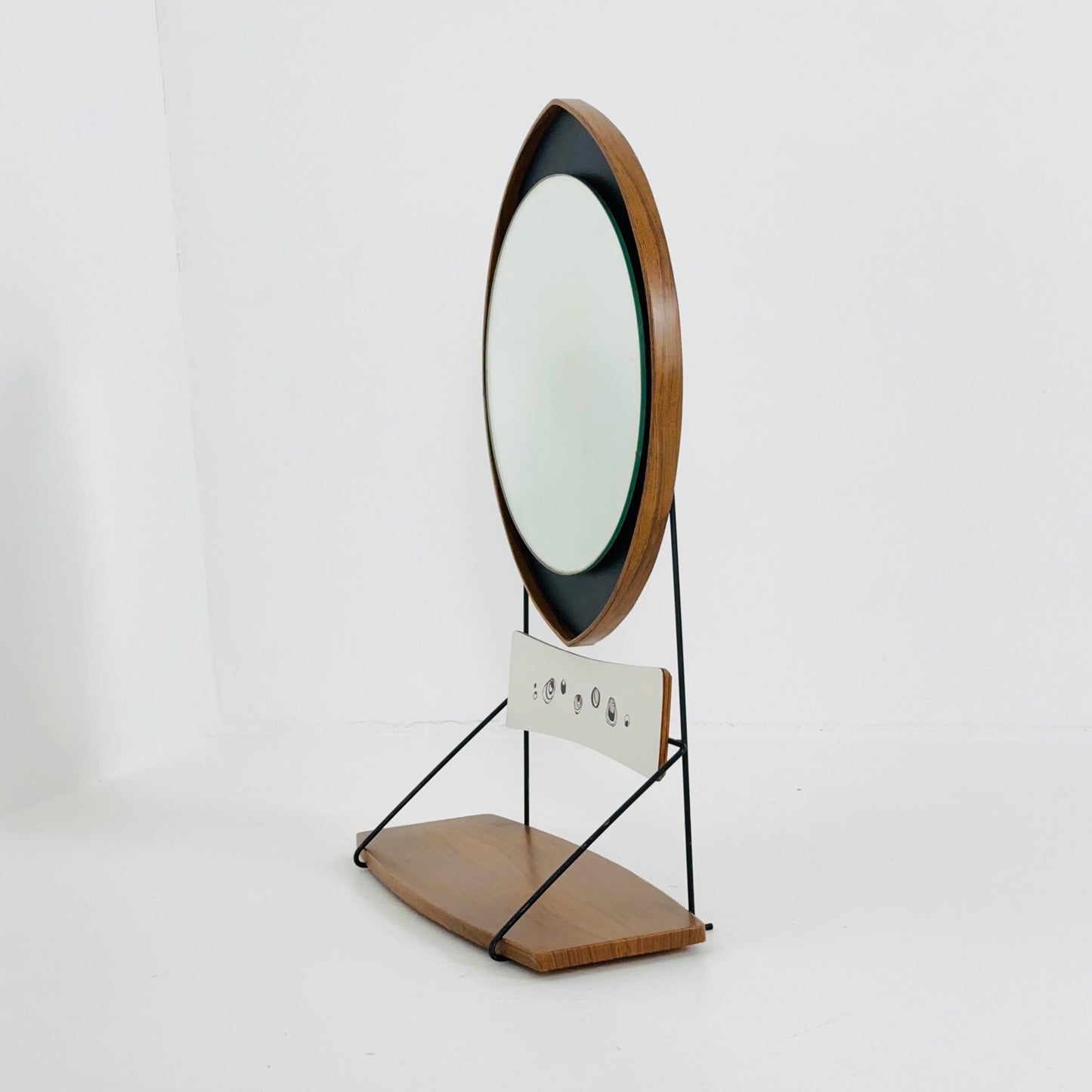Mid century Italian wall Mirror with Suspended Shelf by Pleto CC, Italy 1960s