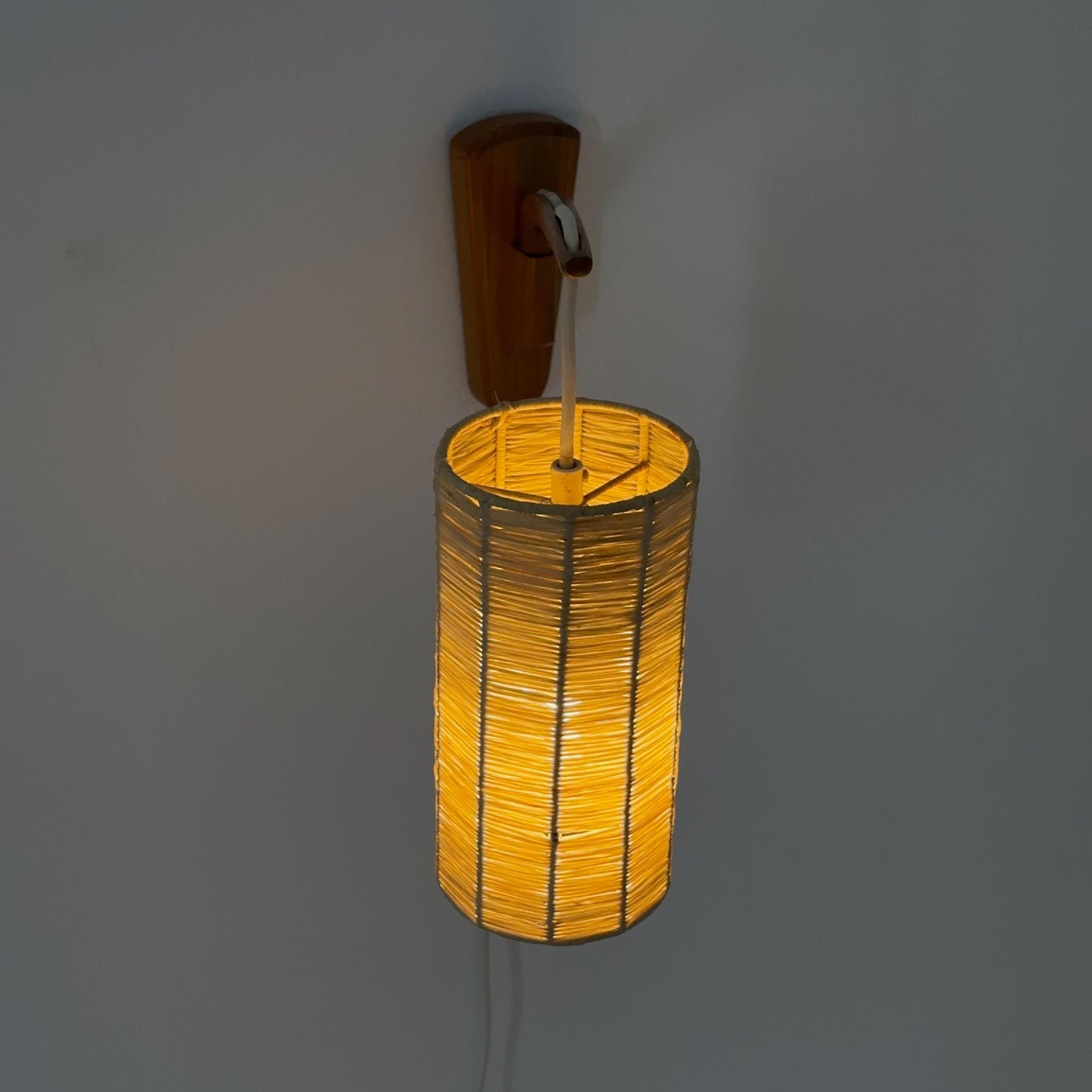 Mid-Century Swedish Wall Lamp with Rattan Shade | 1960s
