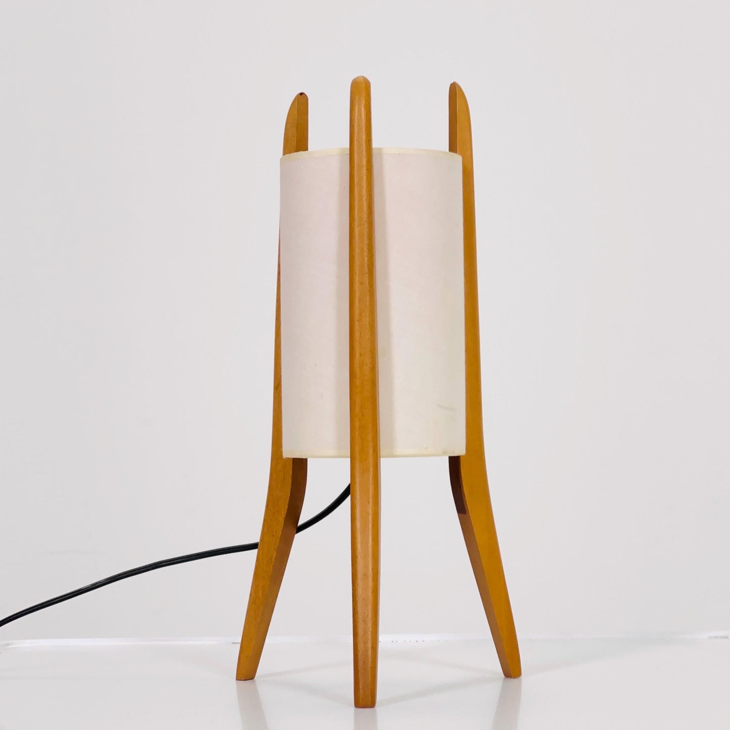 Mid-Century Danish Teak & Fabric Table Lamp | 1960s Sweden