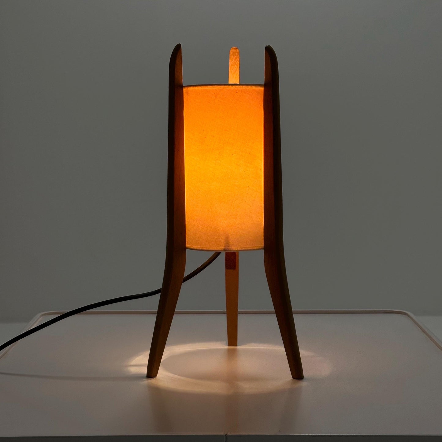 Mid-Century Danish Teak & Fabric Table Lamp | 1960s Sweden