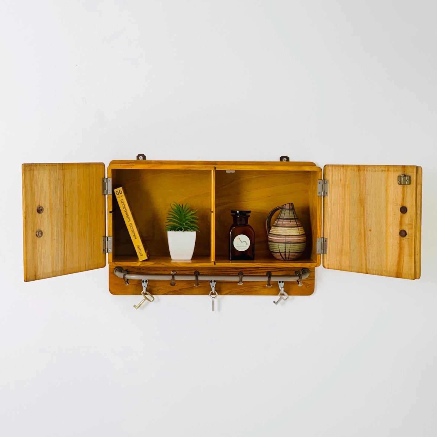 Mid Century Wooden Wall Cabinet | 1960s German Medicine Cabinet