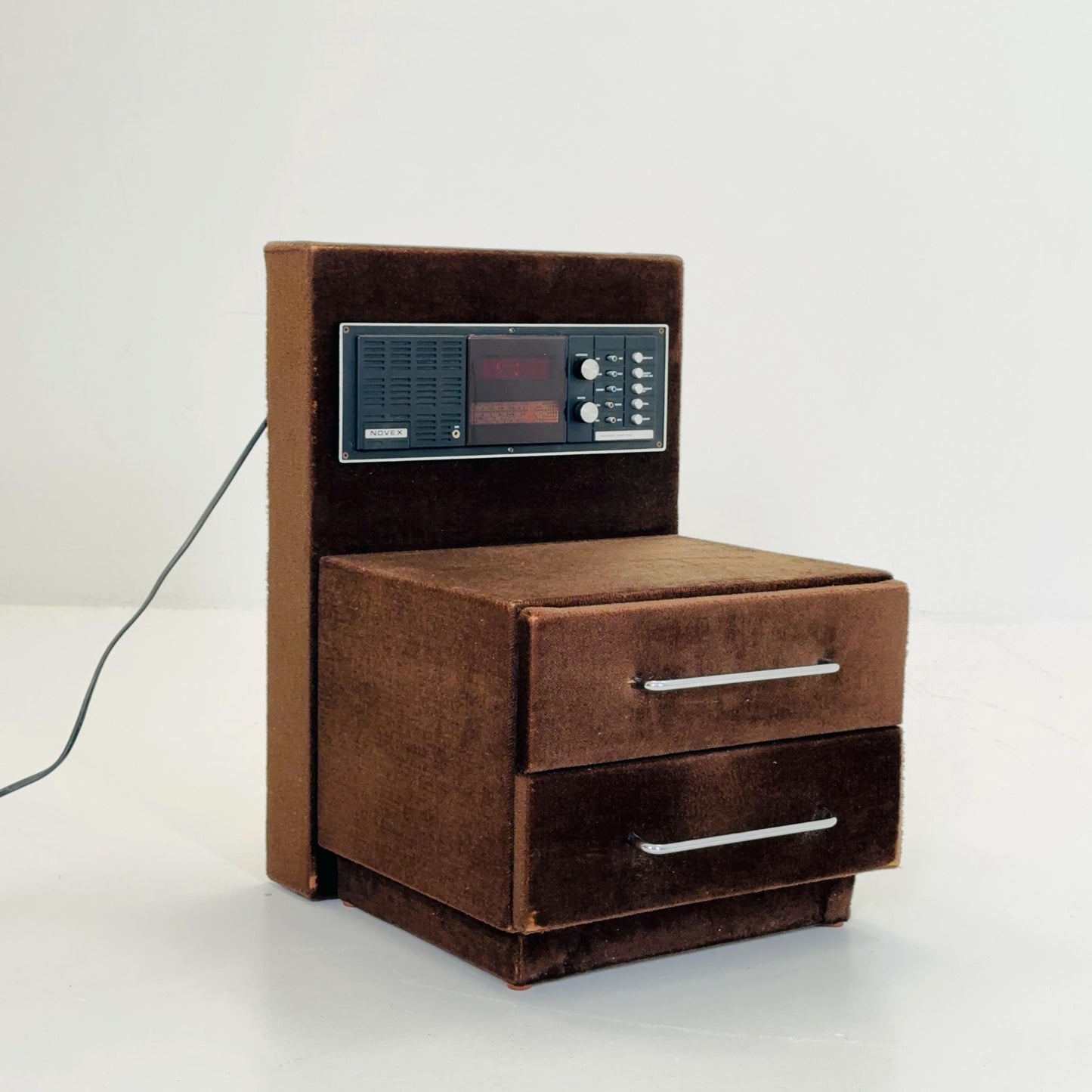 Mid century Spaceage Radio nightstand in brown velor 1970s Germany