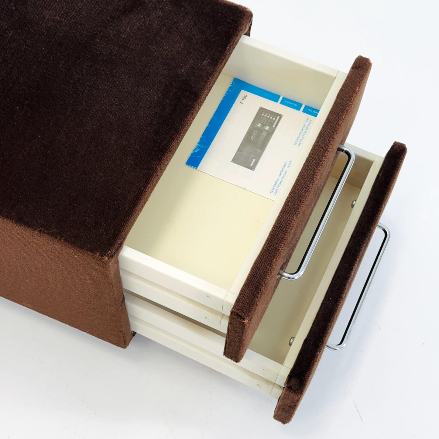 Mid century Spaceage Radio nightstand in brown velor 1970s Germany