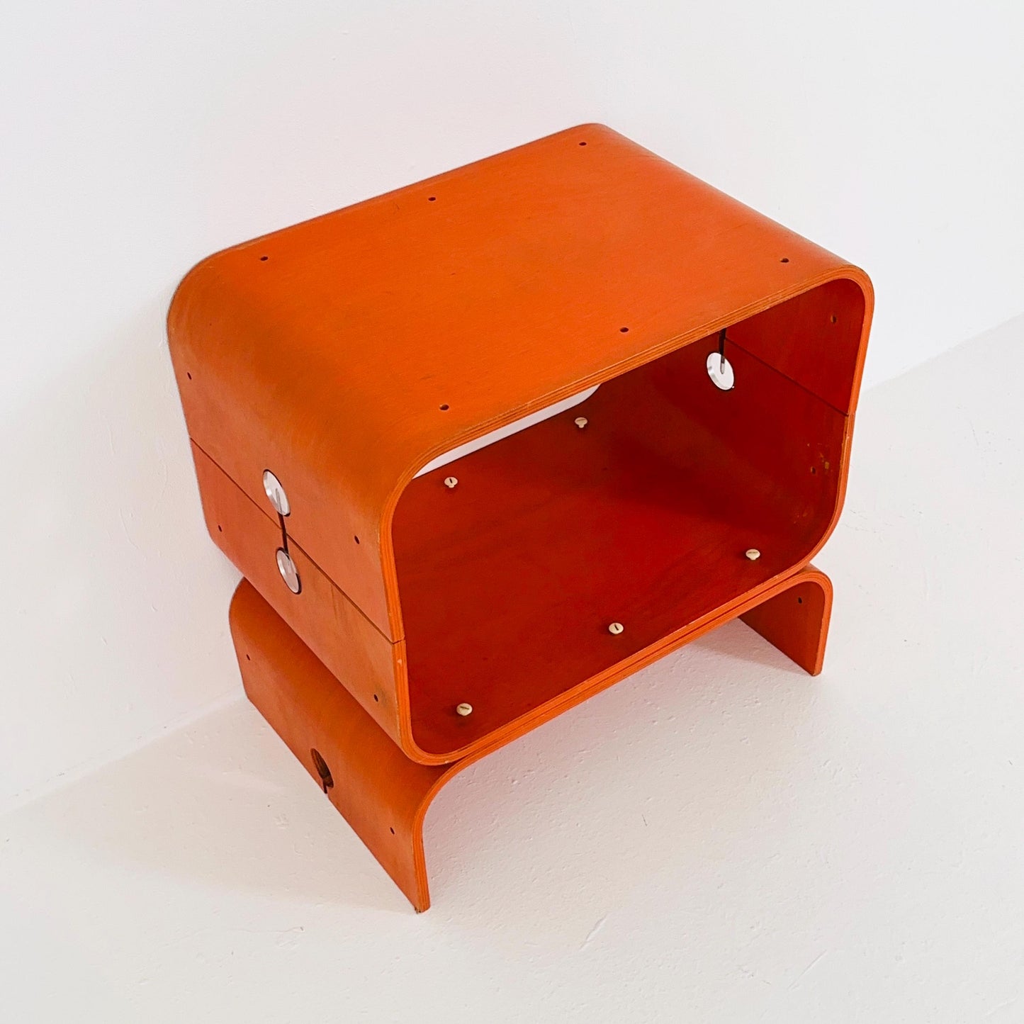 Rare Mid-Century Modern Orange Bentwood Bar Table – Germany 1980s – Iconic Space Age Design