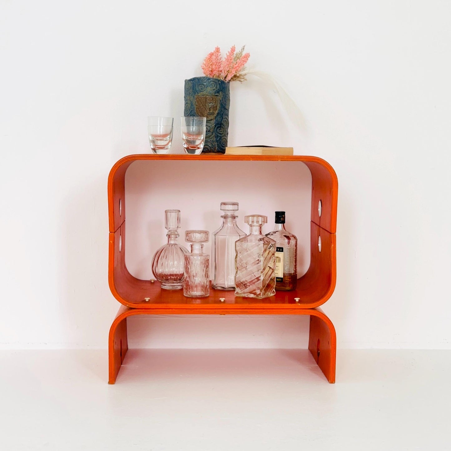Rare Mid-Century Modern Orange Bentwood Bar Table – Germany 1980s – Iconic Space Age Design