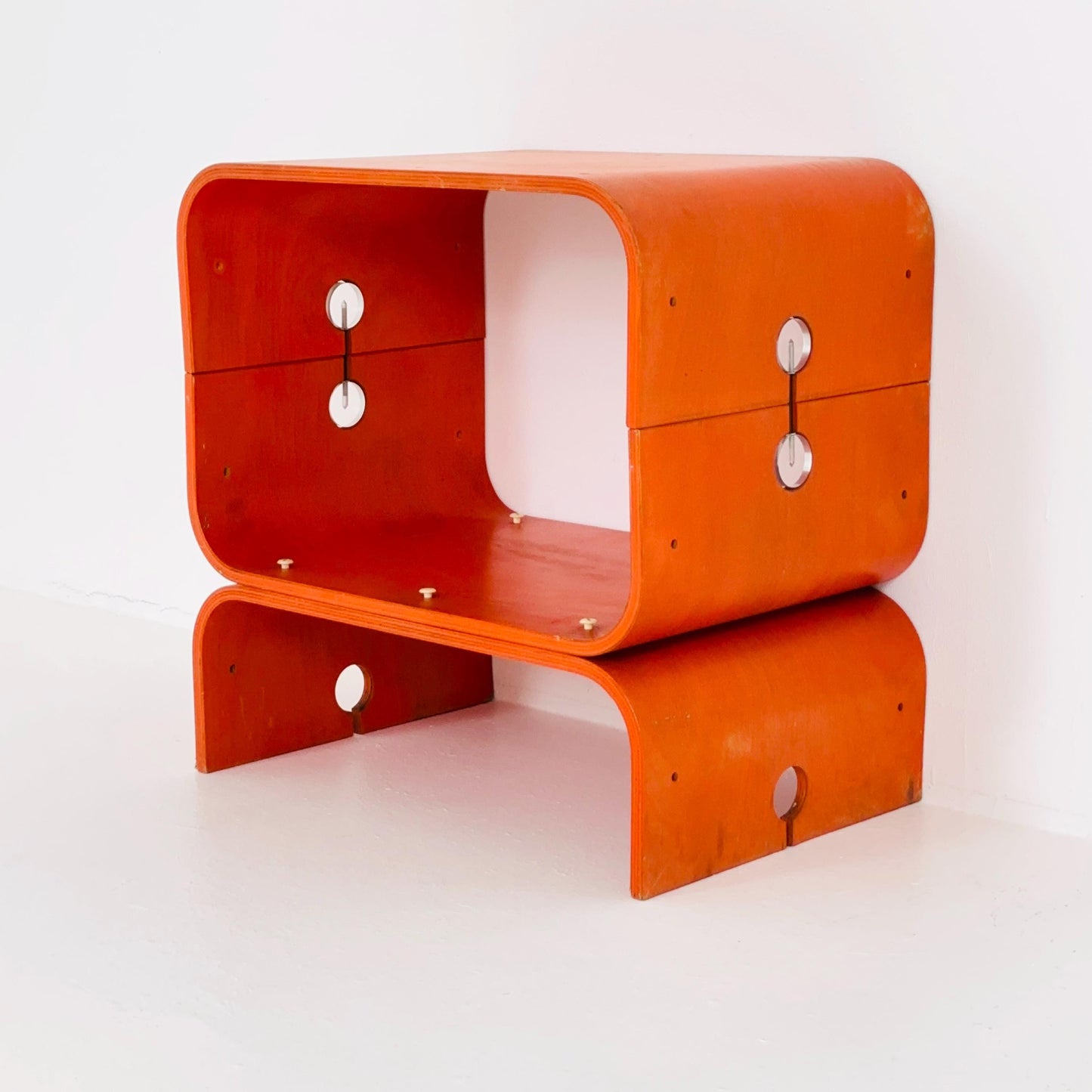 Rare Mid-Century Modern Orange Bentwood Bar Table – Germany 1980s – Iconic Space Age Design
