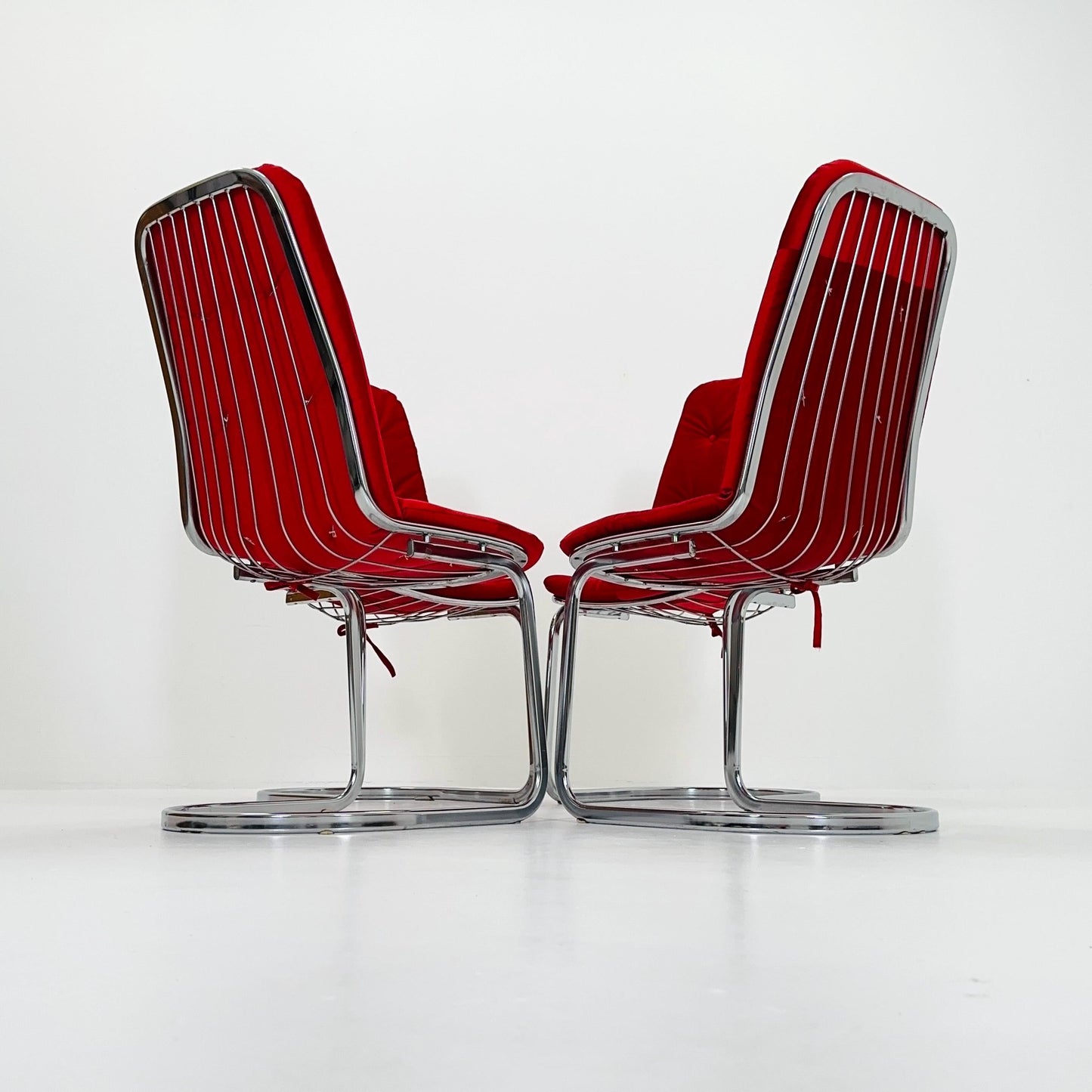 Set of 4 Mid century chrome Dining Chairs by Gastone Rinaldi for Rima , Italy, 1980s