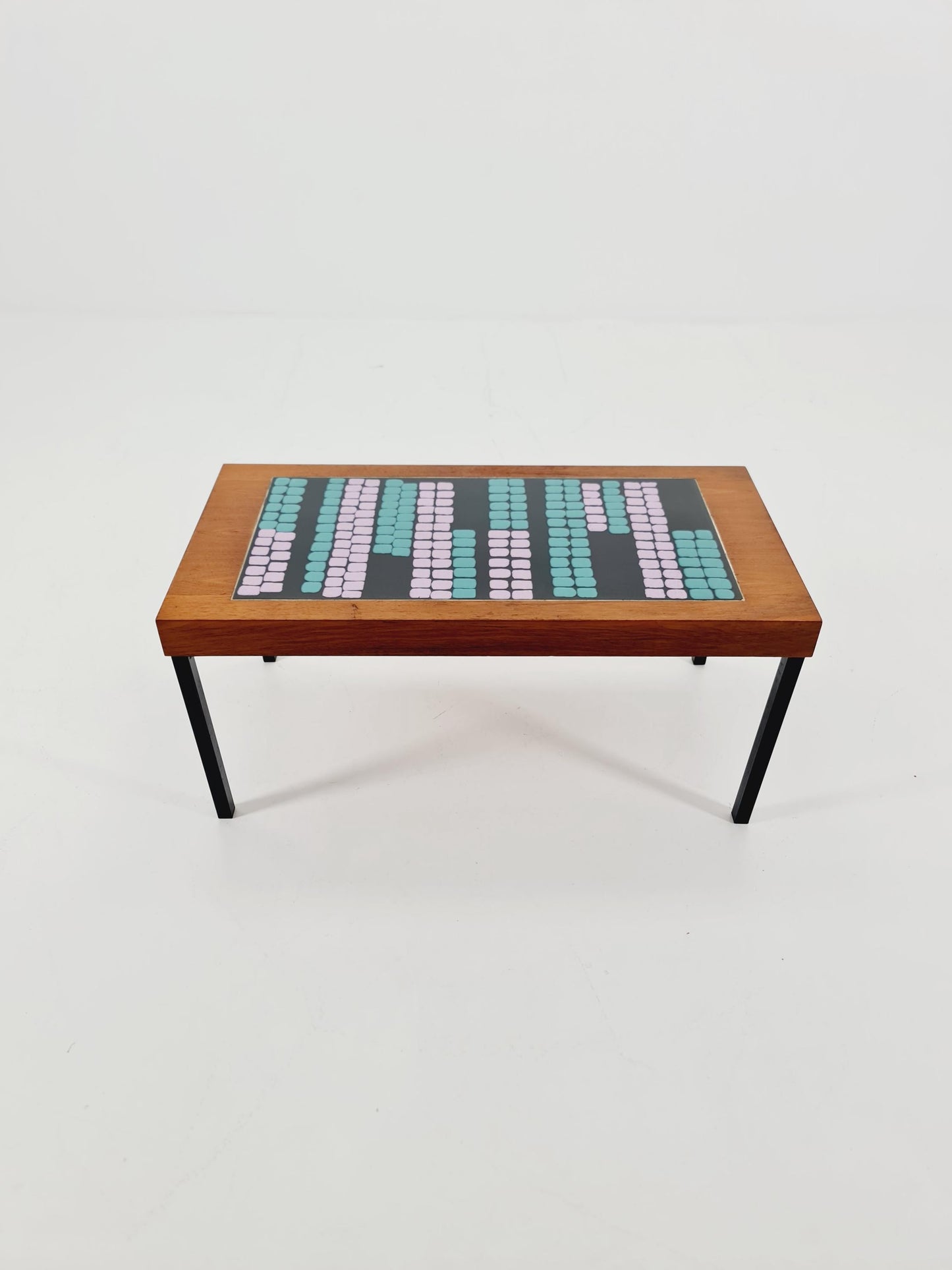 Mid century walnut Ceramic bench West Germany 1970s