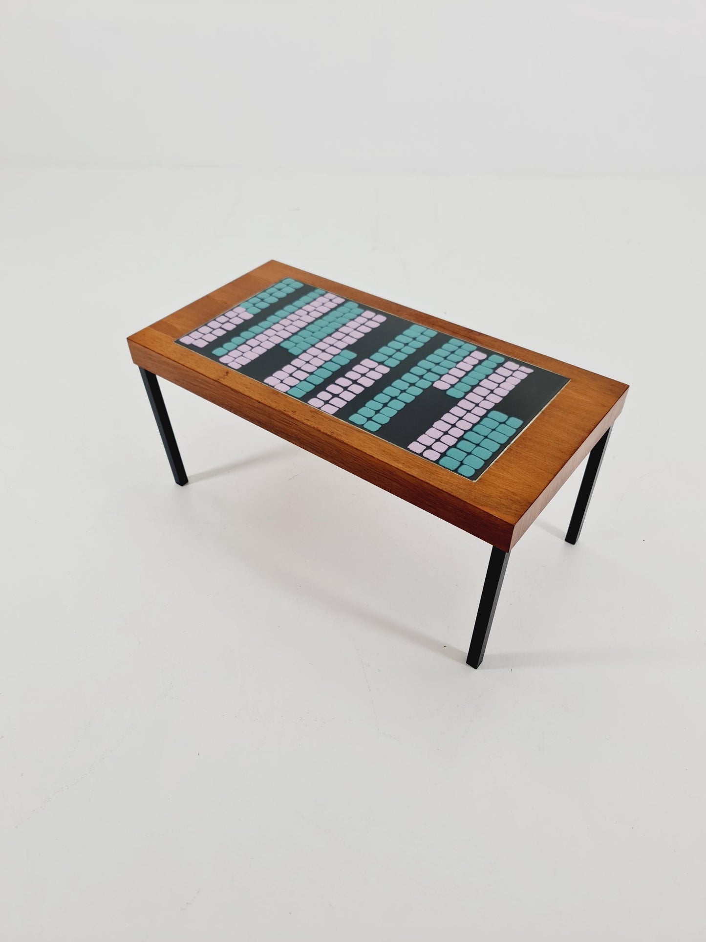Mid century walnut Ceramic bench West Germany 1970s
