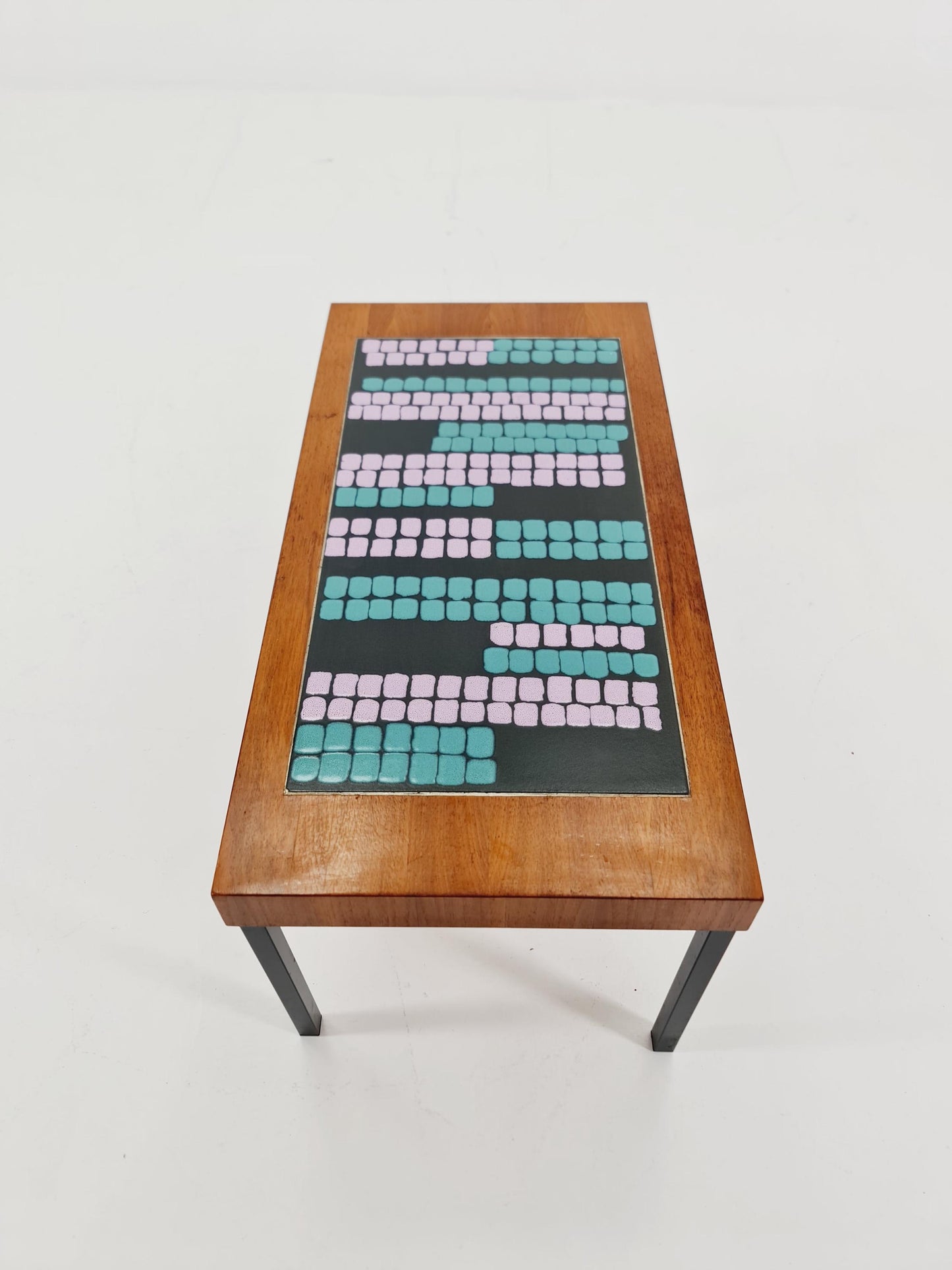 Mid century walnut Ceramic bench West Germany 1970s