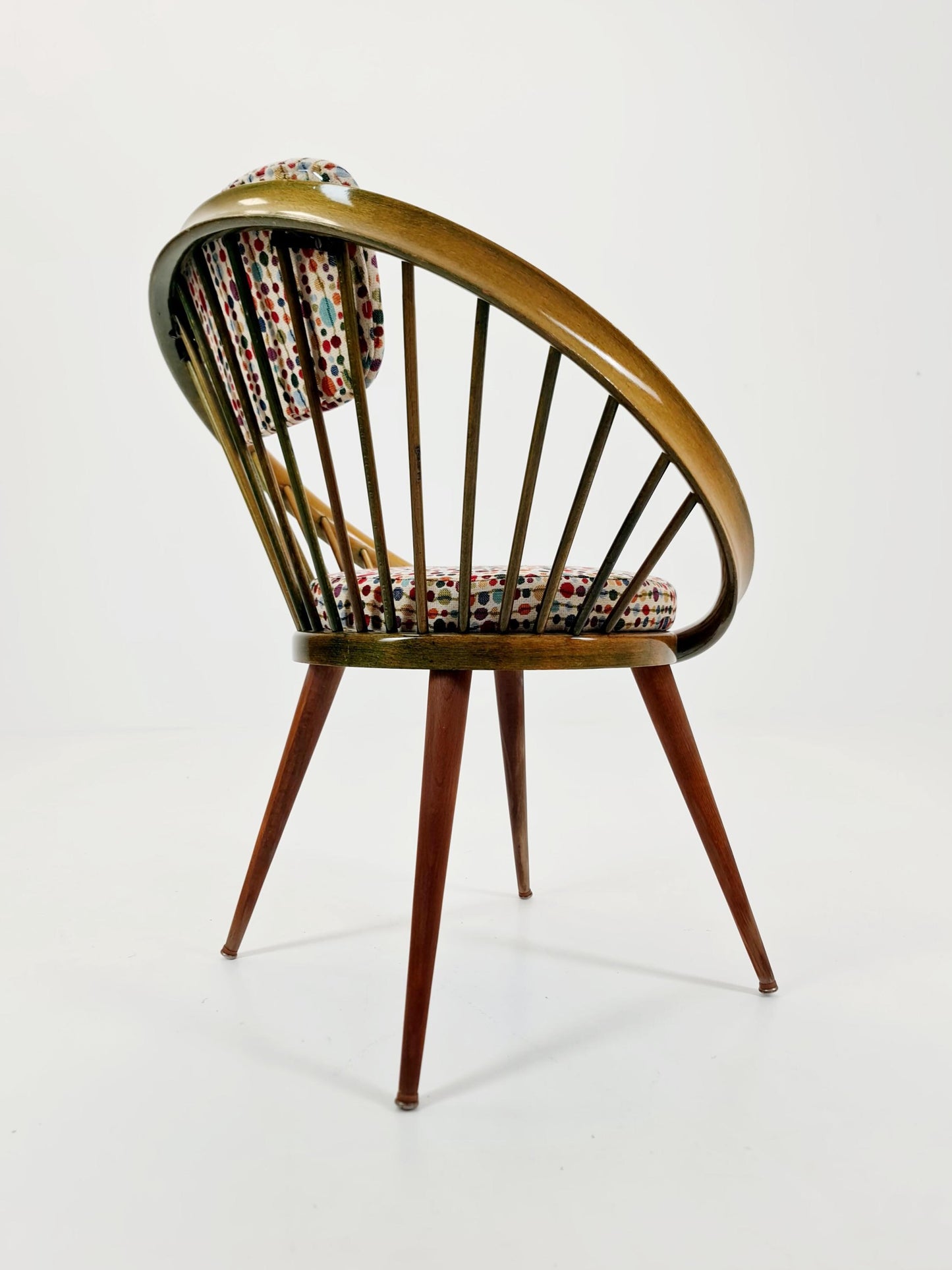 Mid-Century Modern Swedish Circlechair with Colorful Upholstery Design by Yngve Eksröm for Swedes ,1950s