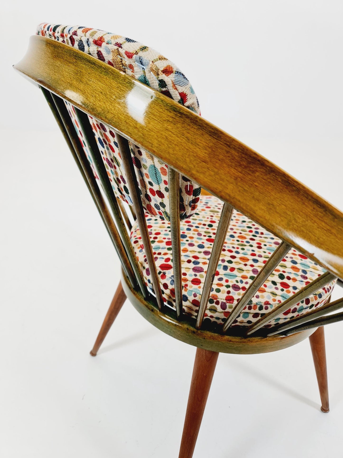 Mid-Century Modern Swedish Circlechair with Colorful Upholstery Design by Yngve Eksröm for Swedes ,1950s