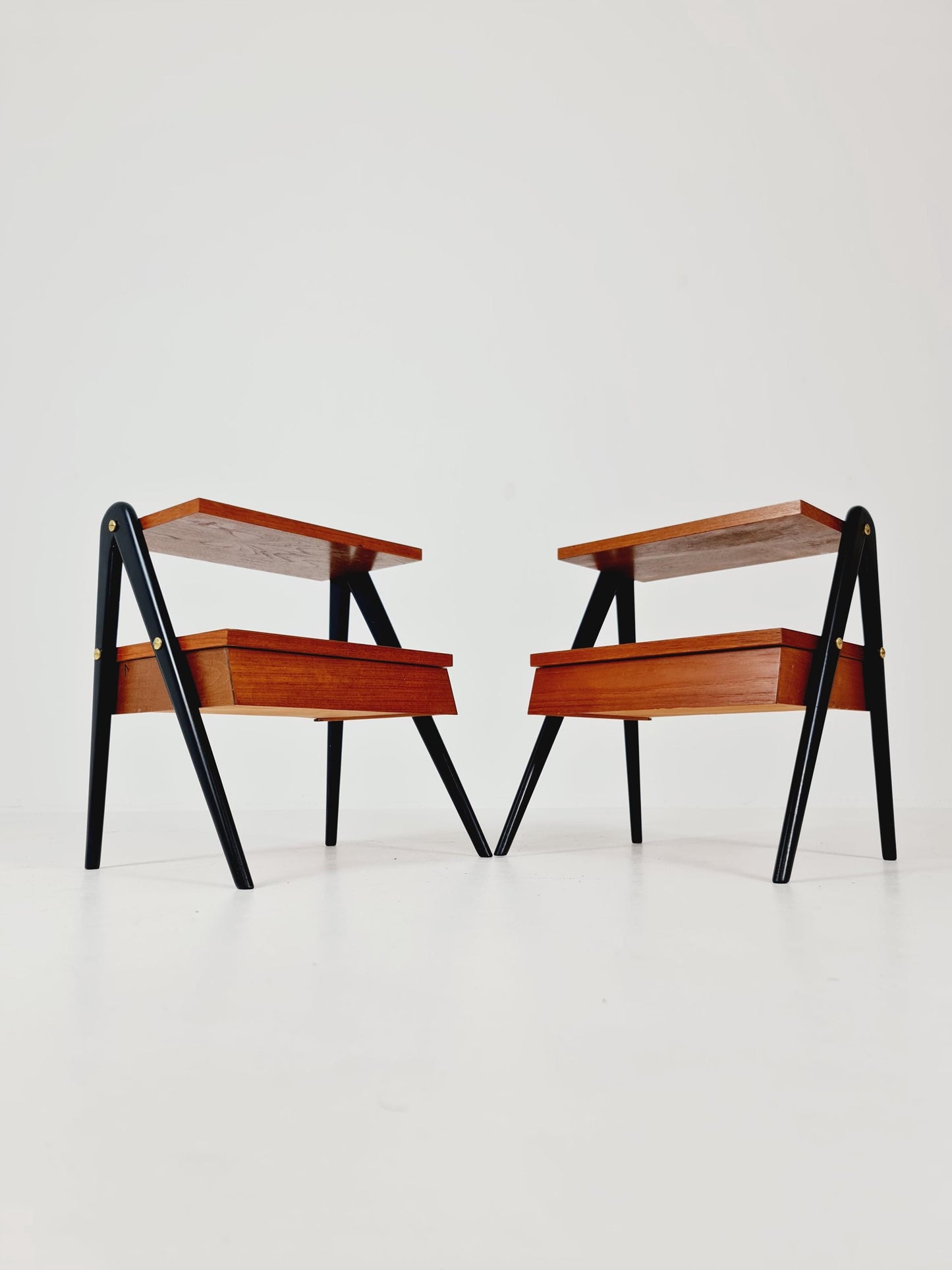 Pair of Danish teak vintage bedside tables/ Night stands, 1960s