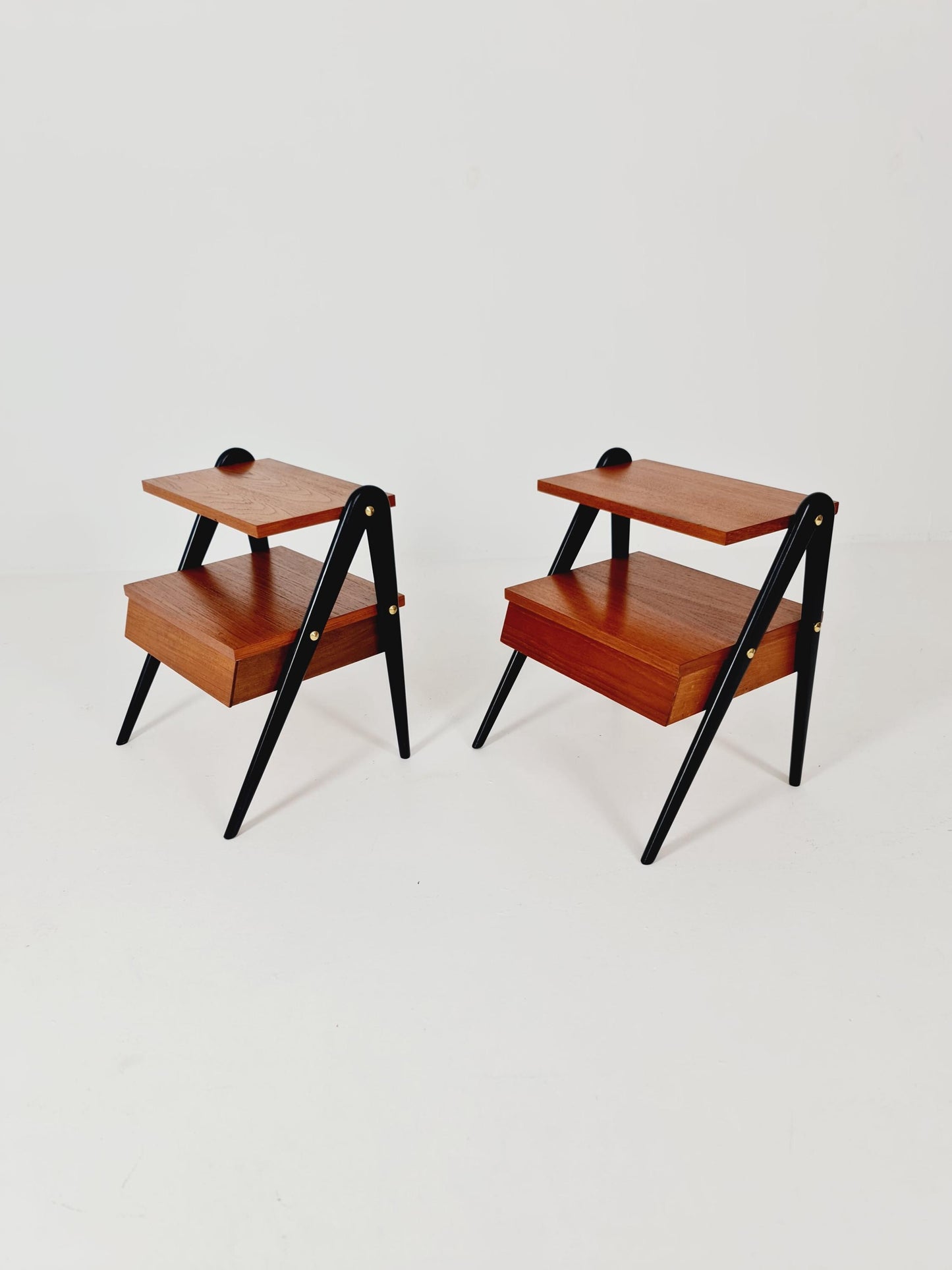 Pair of Danish teak vintage bedside tables/ Night stands, 1960s