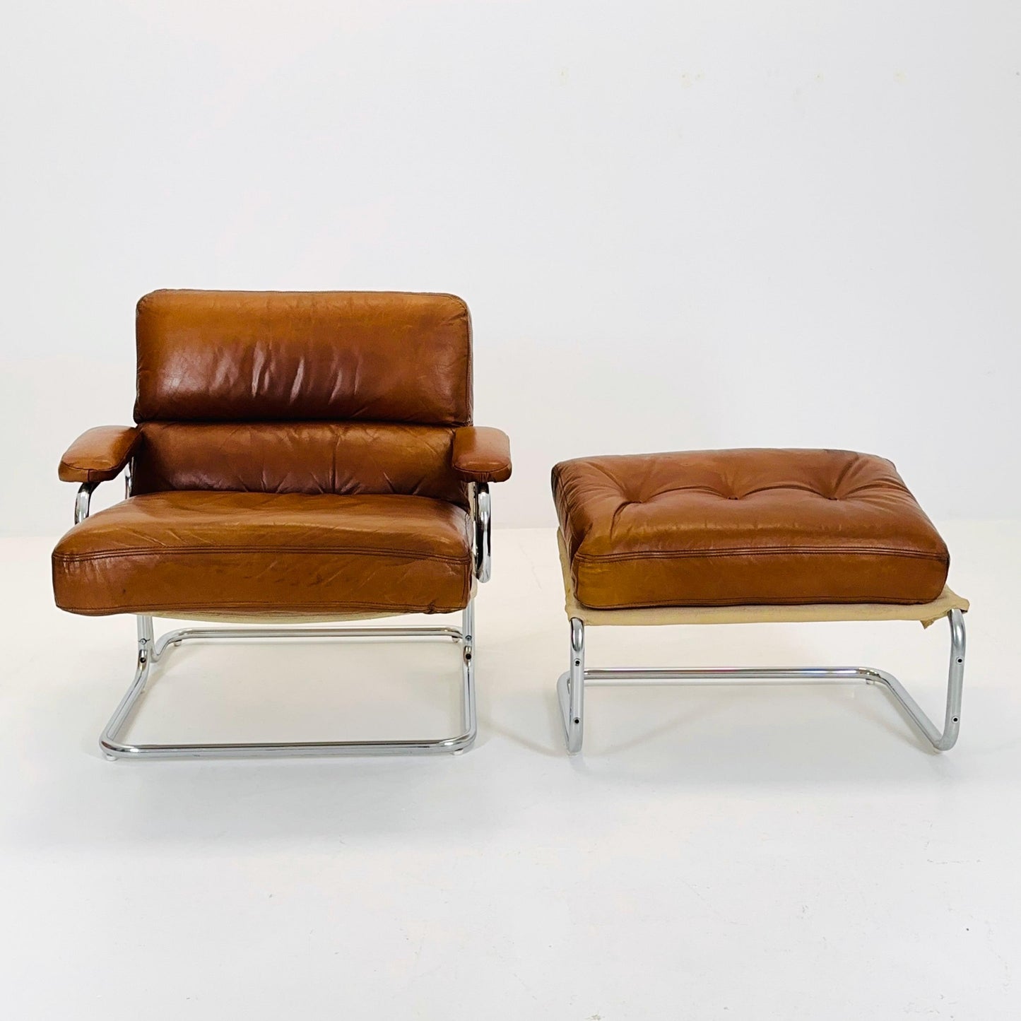 Mid century rare Lounge chair and ottoman by Rolf Benz Germany 1980s