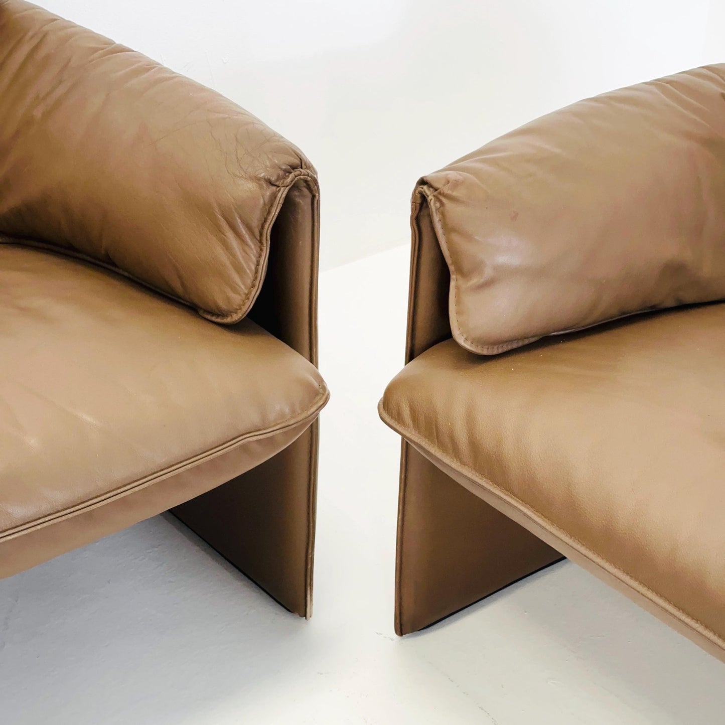 Mid Century Modern Bora 3- sofa set in Cappuccino Leather by Alex Enthoven, for Leolux 1980s Netherlands