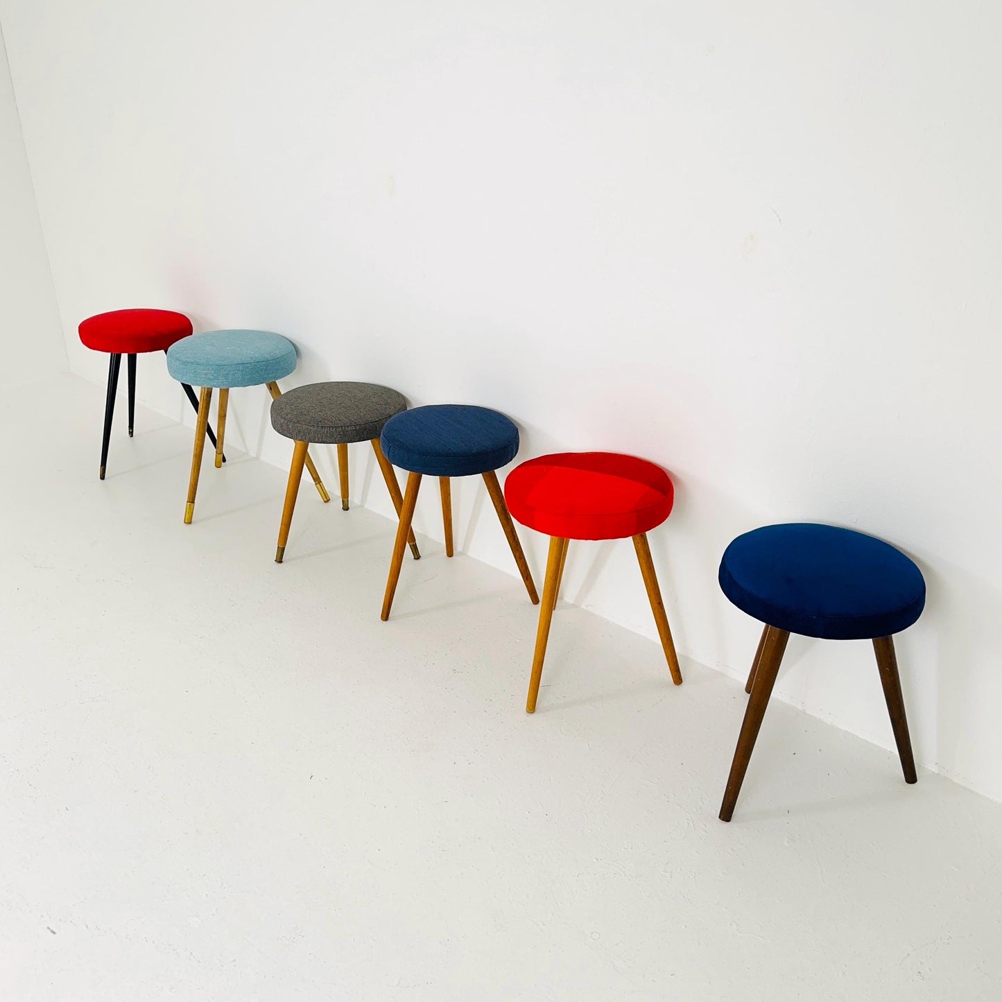 1 of 6 mid century modern stools German tripod vintage design 1960s
