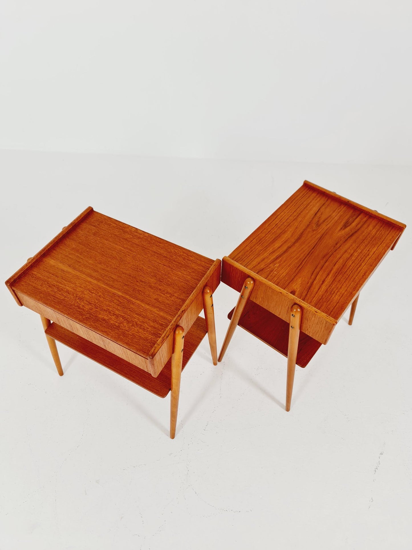 Pair of Swedish Midcentury Teak Vintage Side table/ Bedside table/ Night stand by Carlström & Co, 1960s