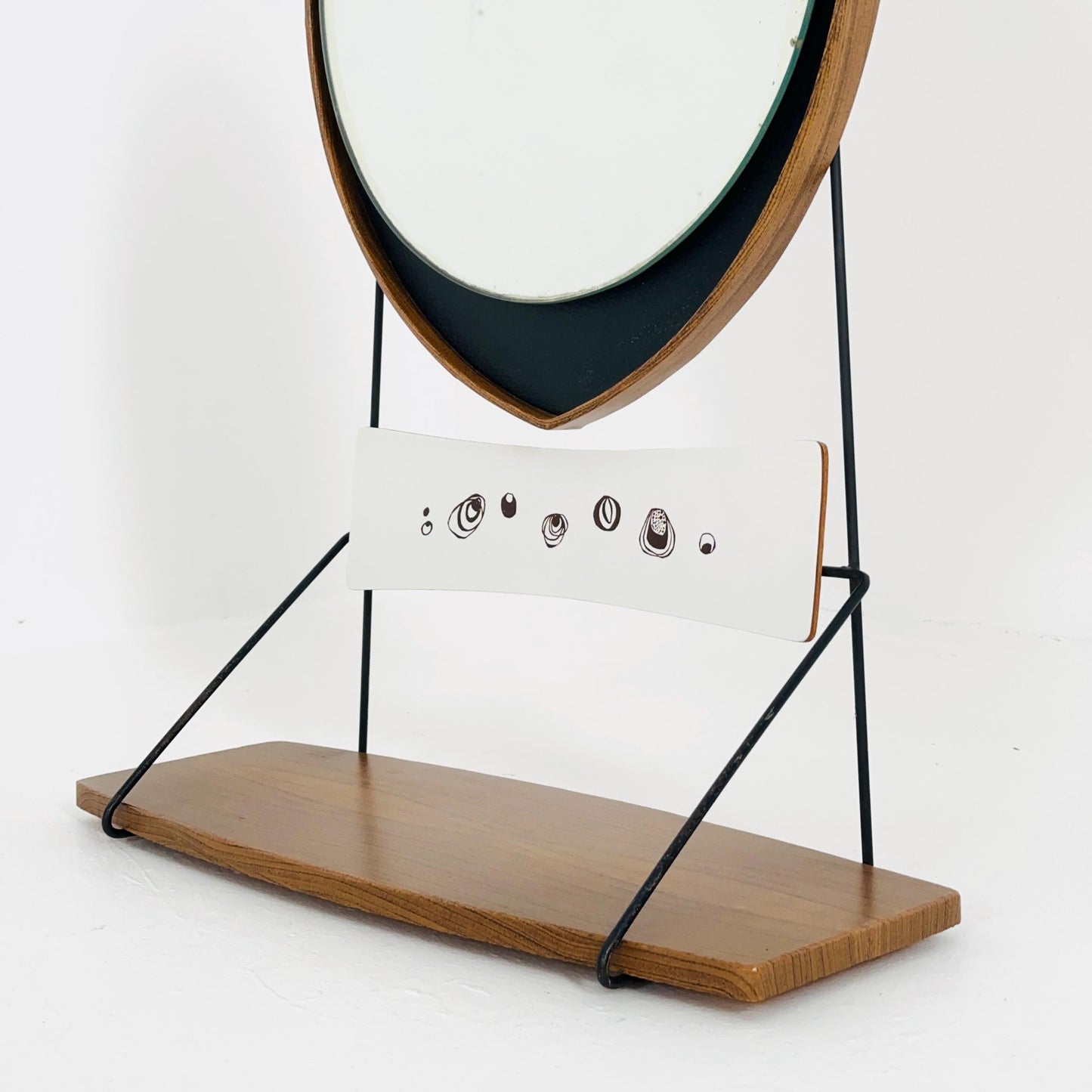 Mid century Italian wall Mirror with Suspended Shelf by Pleto CC, Italy 1960s