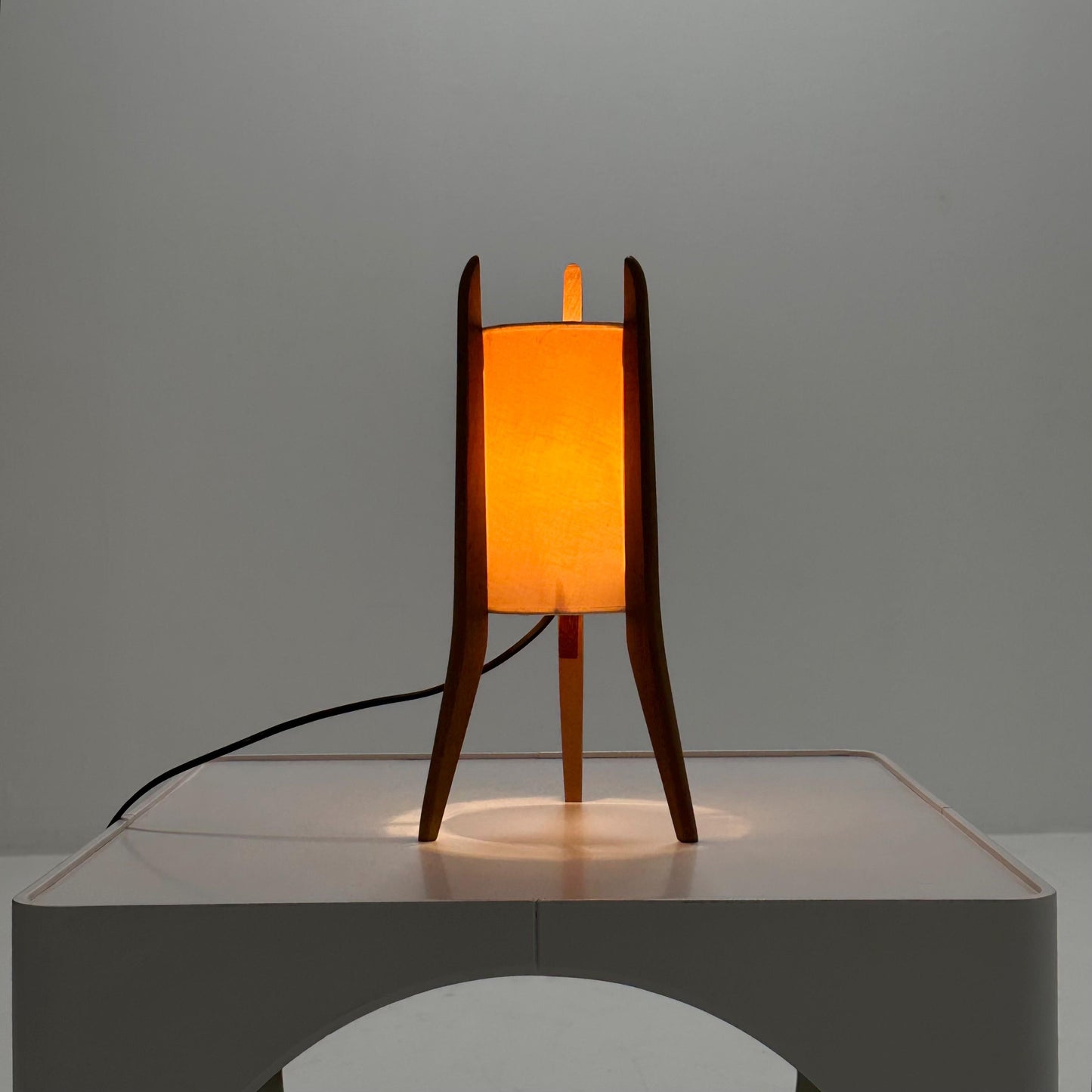 Mid-Century Danish Teak & Fabric Table Lamp | 1960s Sweden