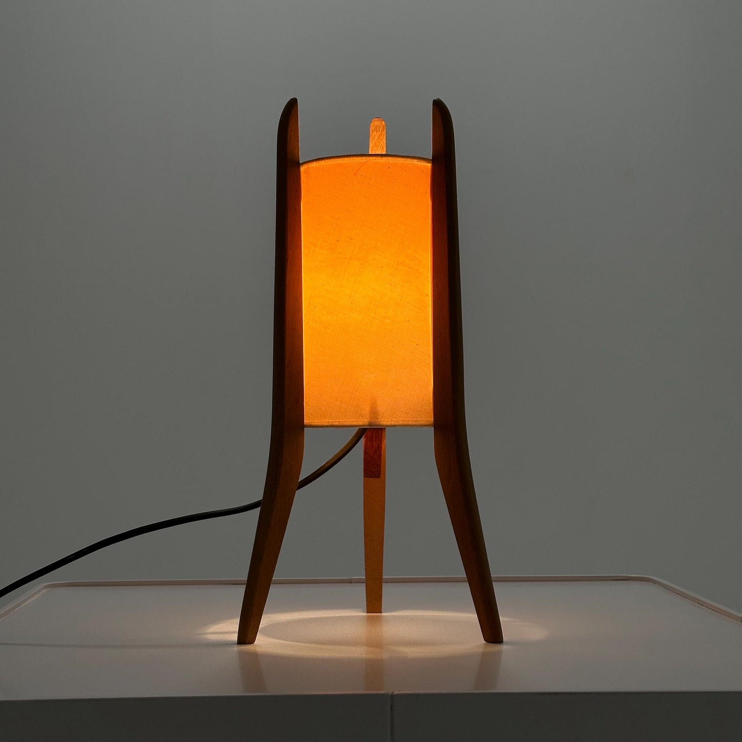 Mid-Century Danish Teak & Fabric Table Lamp | 1960s Sweden