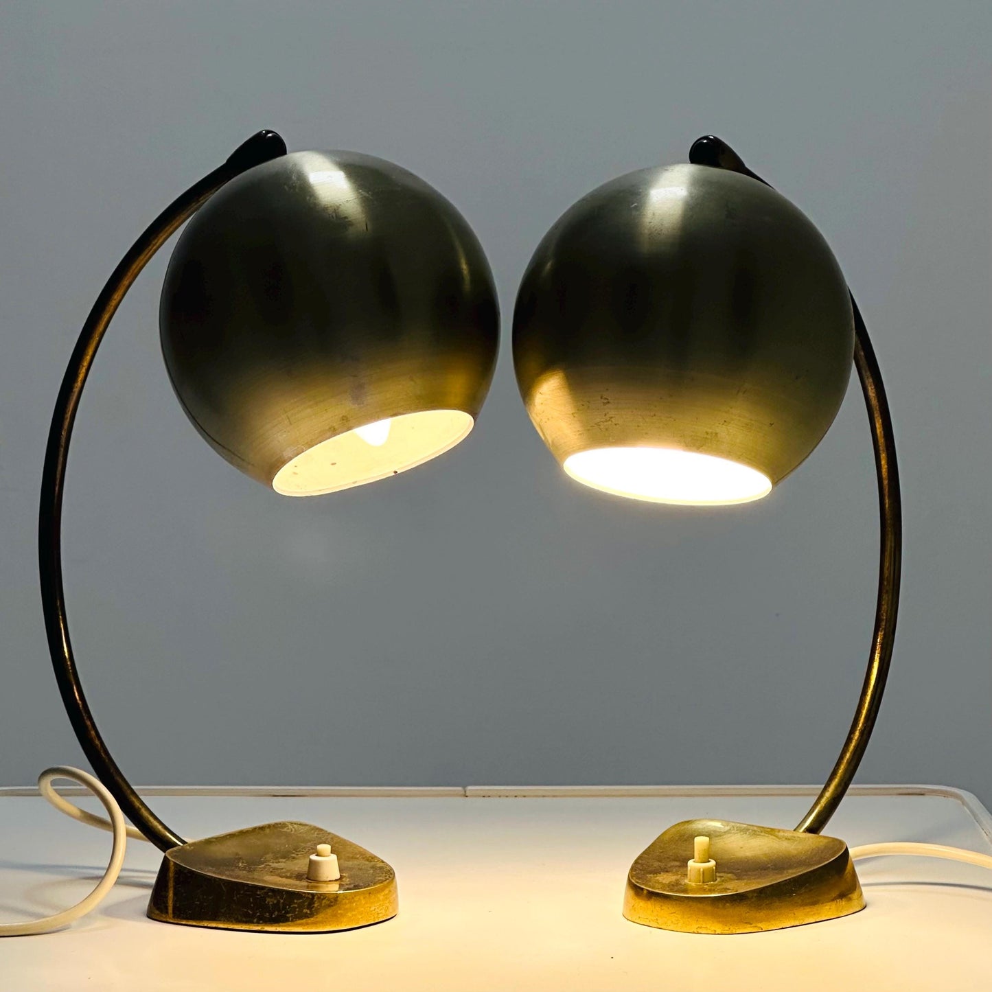 Pair of Mid-Century Brass Table Lamps by Aneta | 1950s Sweden
