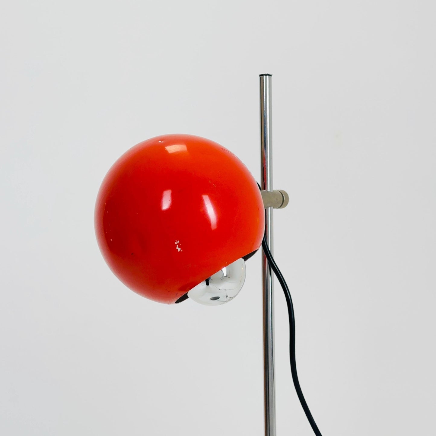 Mid Century Orange Desk Lamp — Task Table Lamp Space Age — Adjustable Eye Ball Bedside Light — Holland 1970s