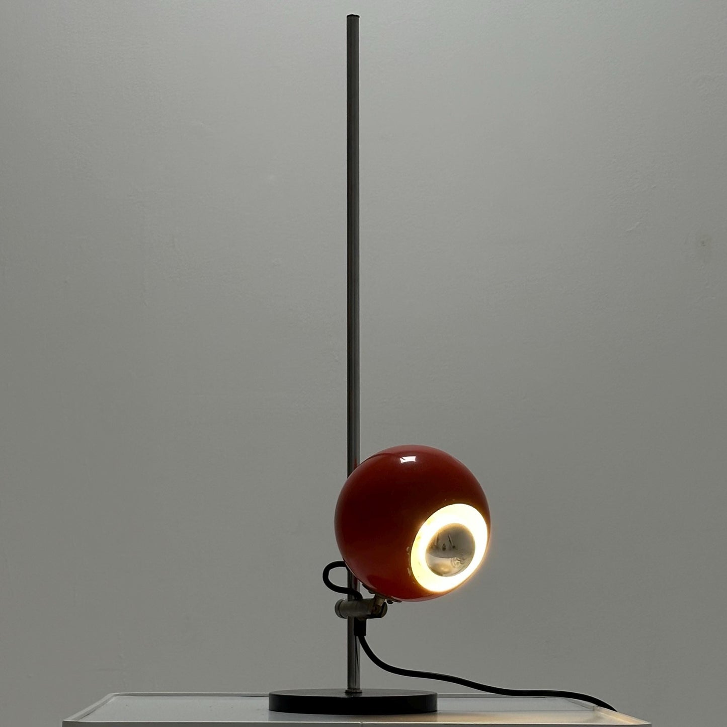 Mid Century Orange Desk Lamp — Task Table Lamp Space Age — Adjustable Eye Ball Bedside Light — Holland 1970s