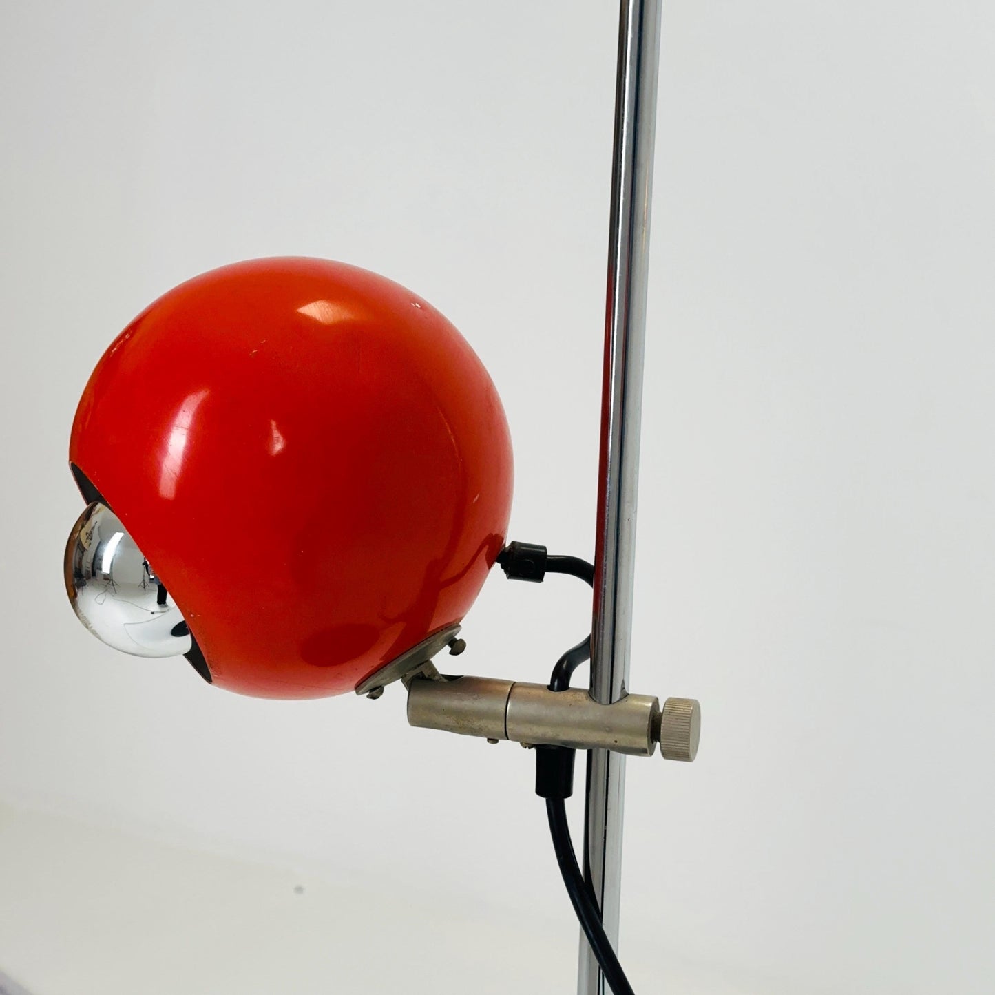 Mid Century Orange Desk Lamp — Task Table Lamp Space Age — Adjustable Eye Ball Bedside Light — Holland 1970s