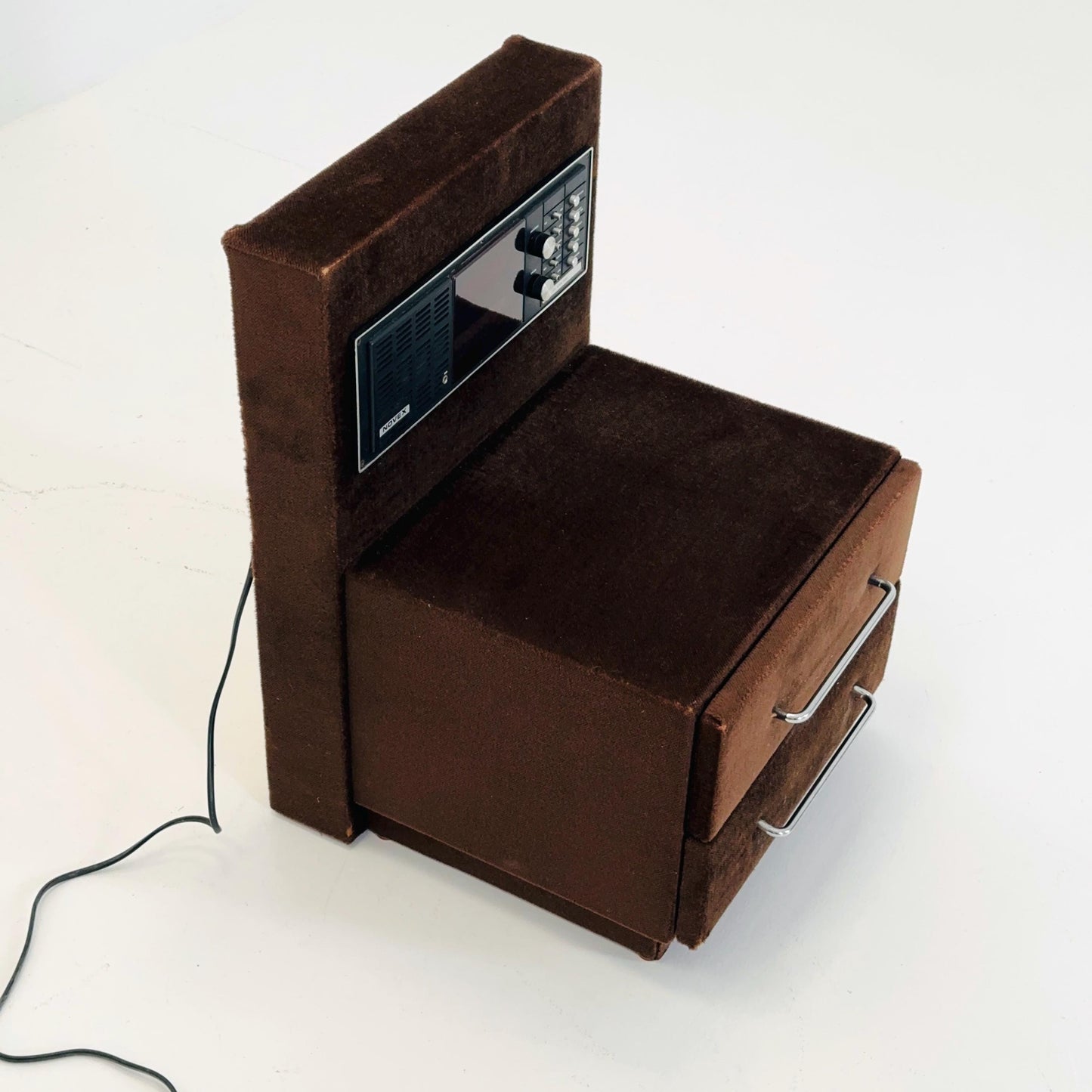 Mid century Spaceage Radio nightstand in brown velor 1970s Germany