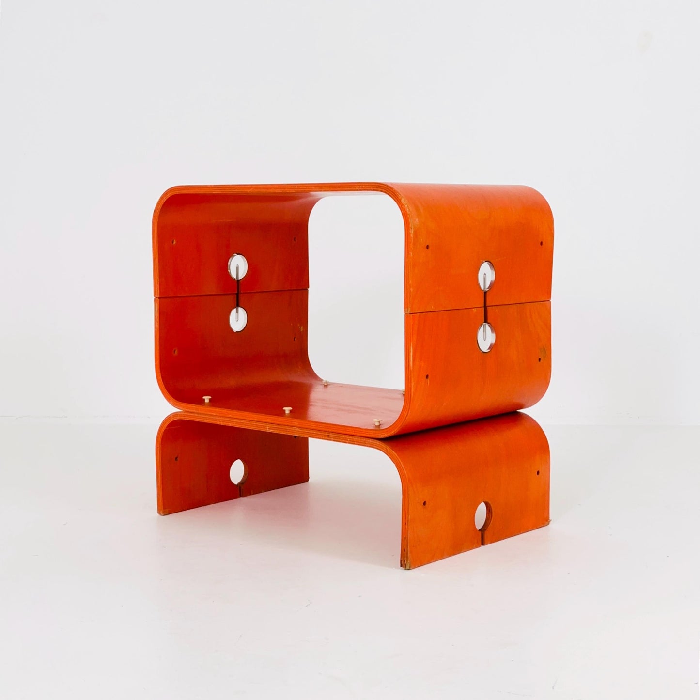 Rare Mid-Century Modern Orange Bentwood Bar Table – Germany 1980s – Iconic Space Age Design