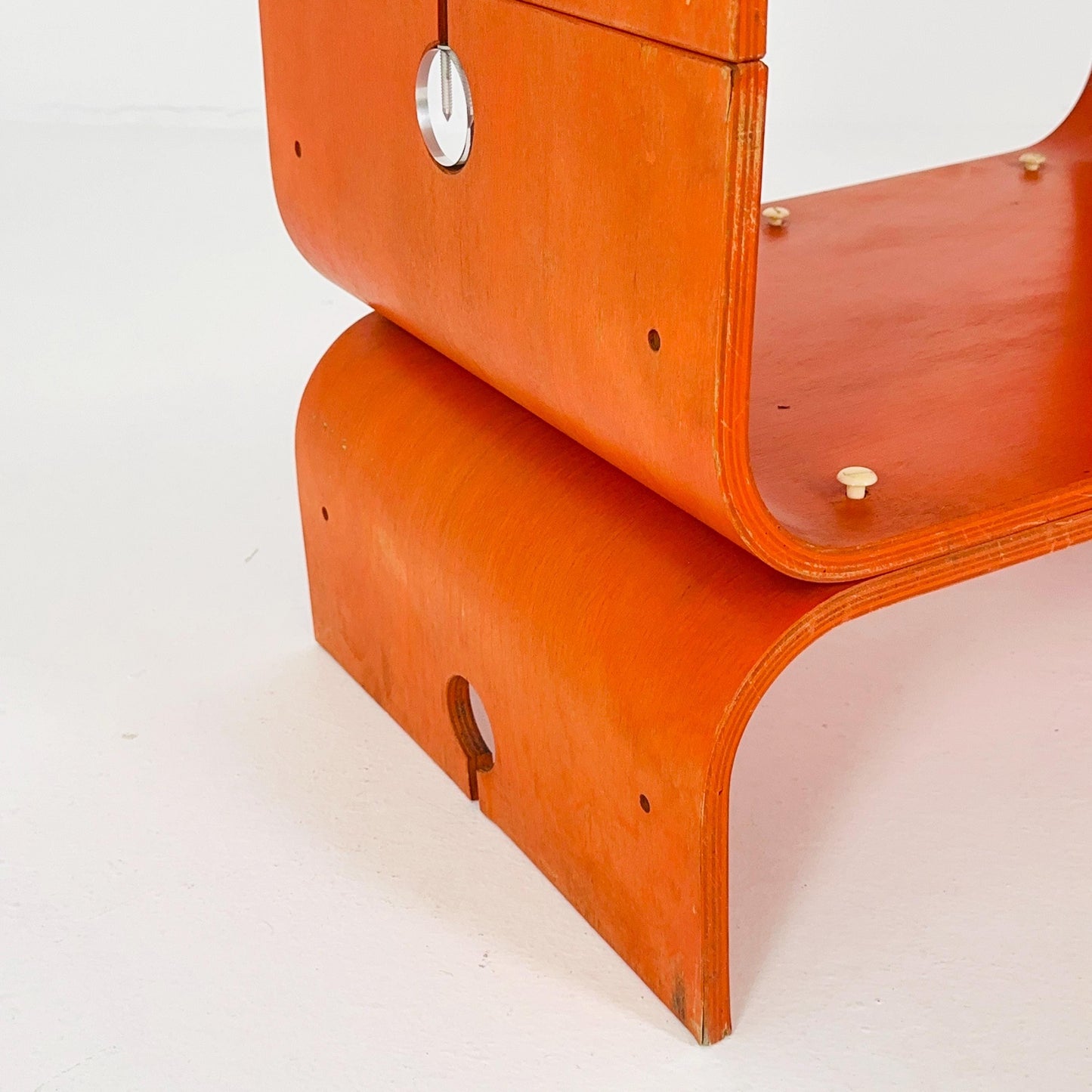 Rare Mid-Century Modern Orange Bentwood Bar Table – Germany 1980s – Iconic Space Age Design