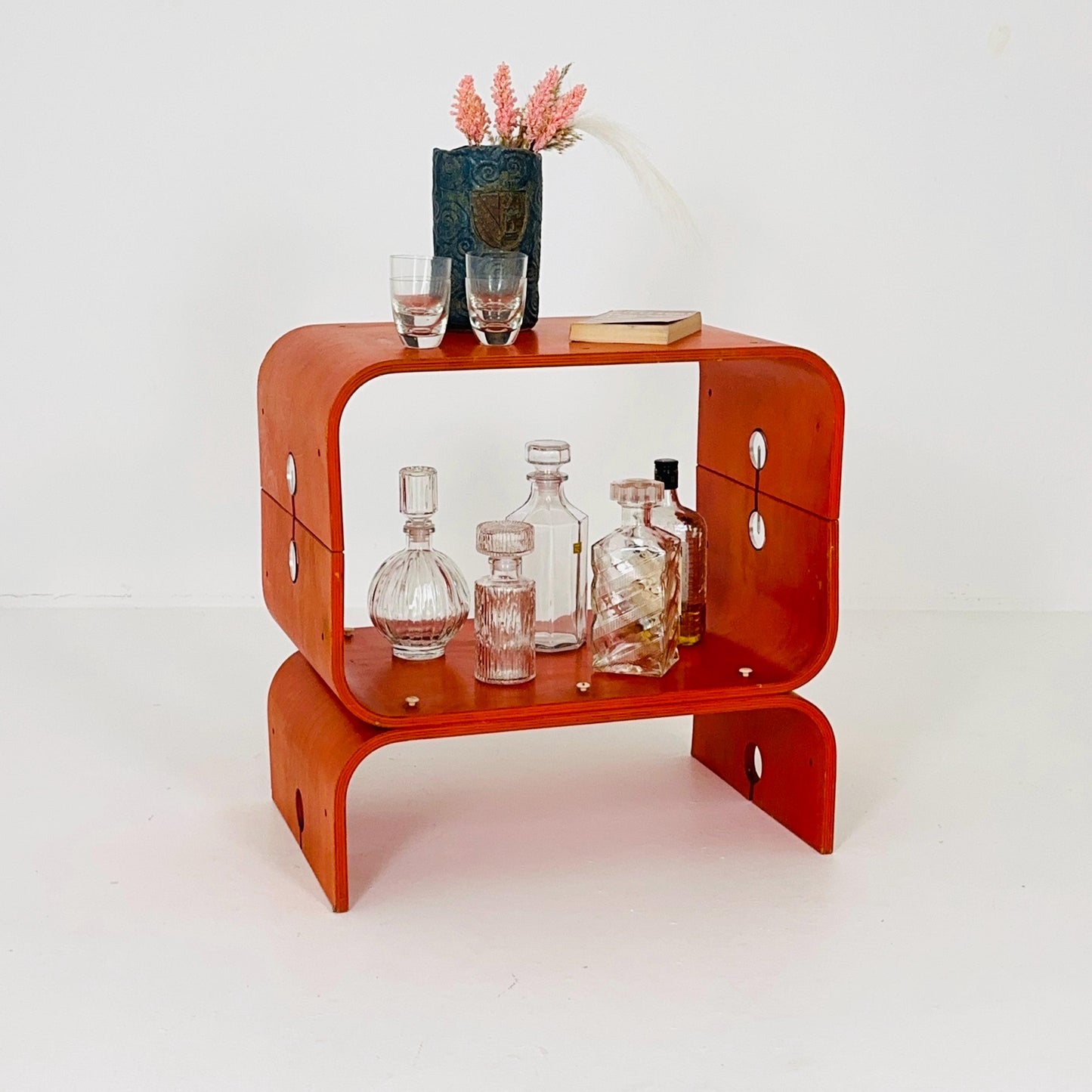Rare Mid-Century Modern Orange Bentwood Bar Table – Germany 1980s – Iconic Space Age Design