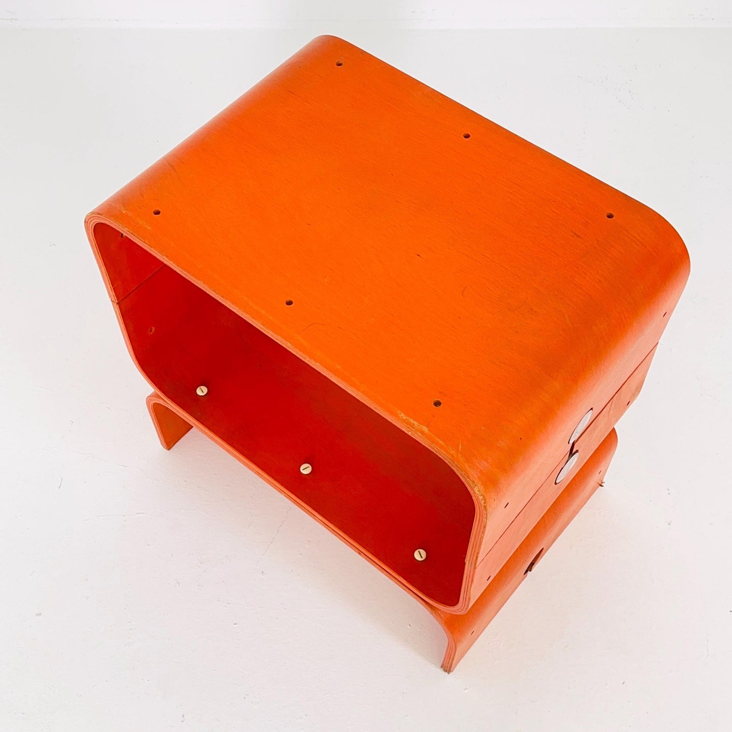Rare Mid-Century Modern Orange Bentwood Bar Table – Germany 1980s – Iconic Space Age Design