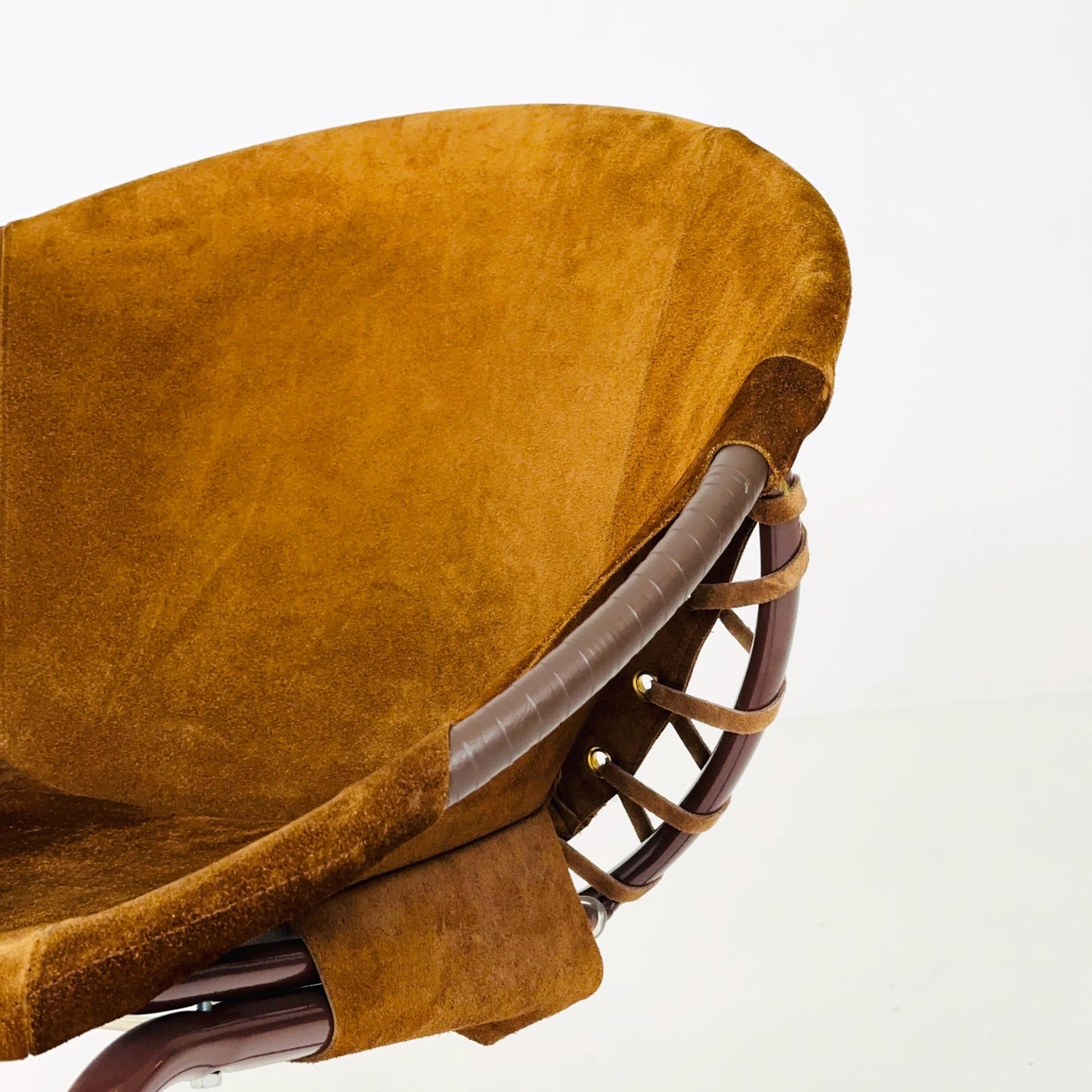 1 of 3 Vintage Suede Ball Chair by Lusch & Co – German Mid-Century Modern Circle Chair, 1970s