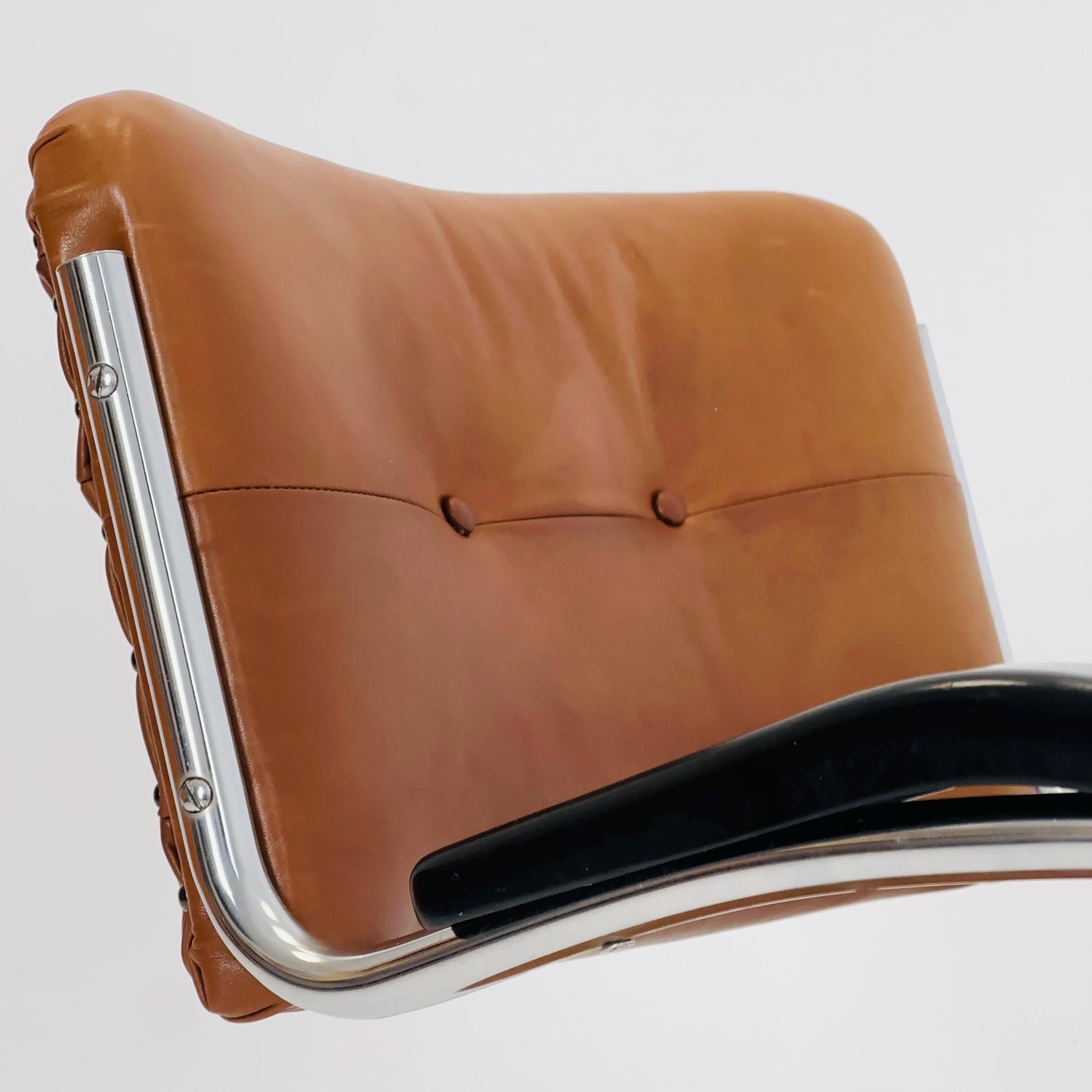 Mid century cognac leather swivel desk armchair 1980s Germany