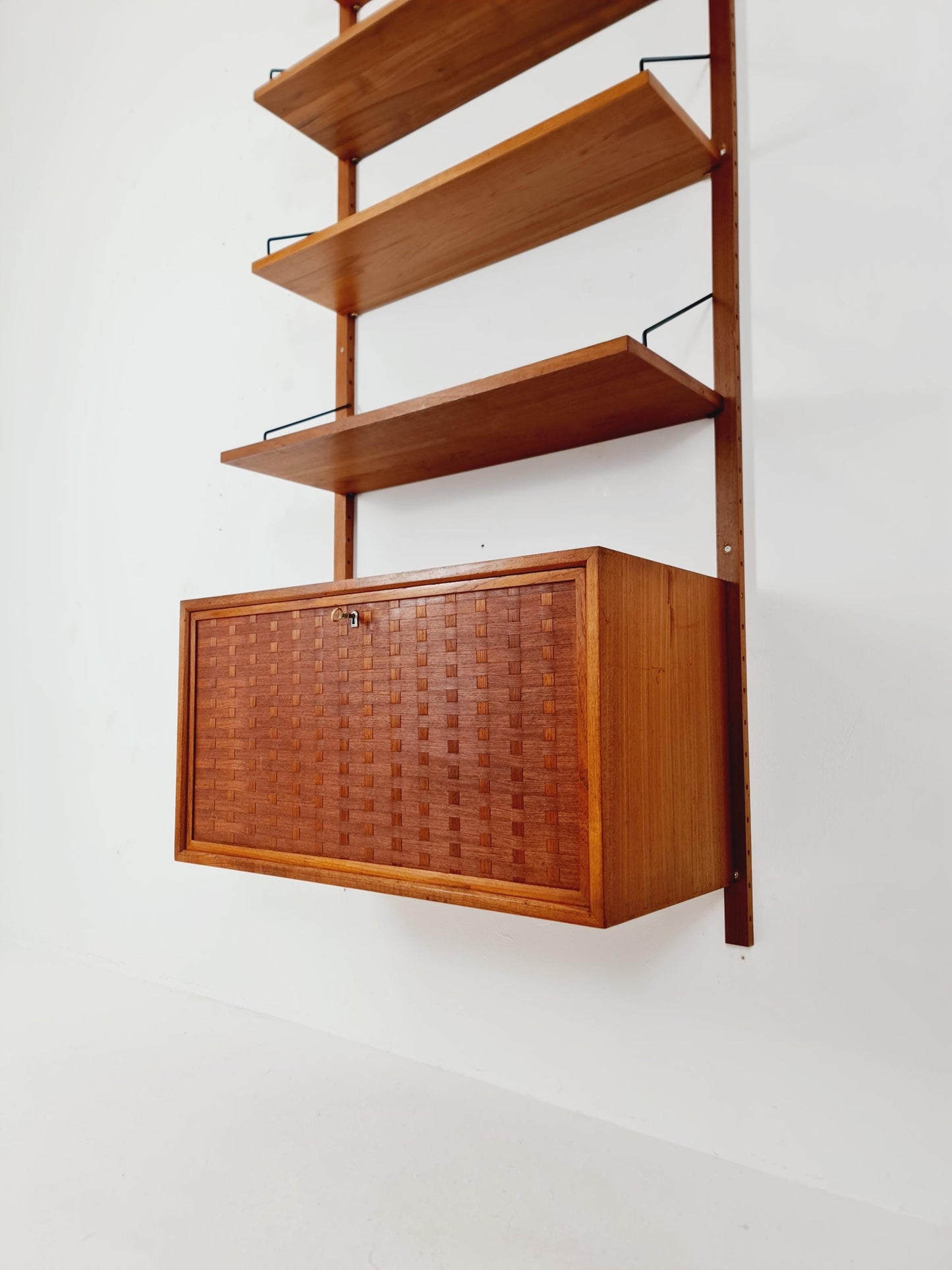 Mid century Danish Teak Wall Unit with Desk cabinet by Poul Cadovius for Royal,Denmark, 1960s