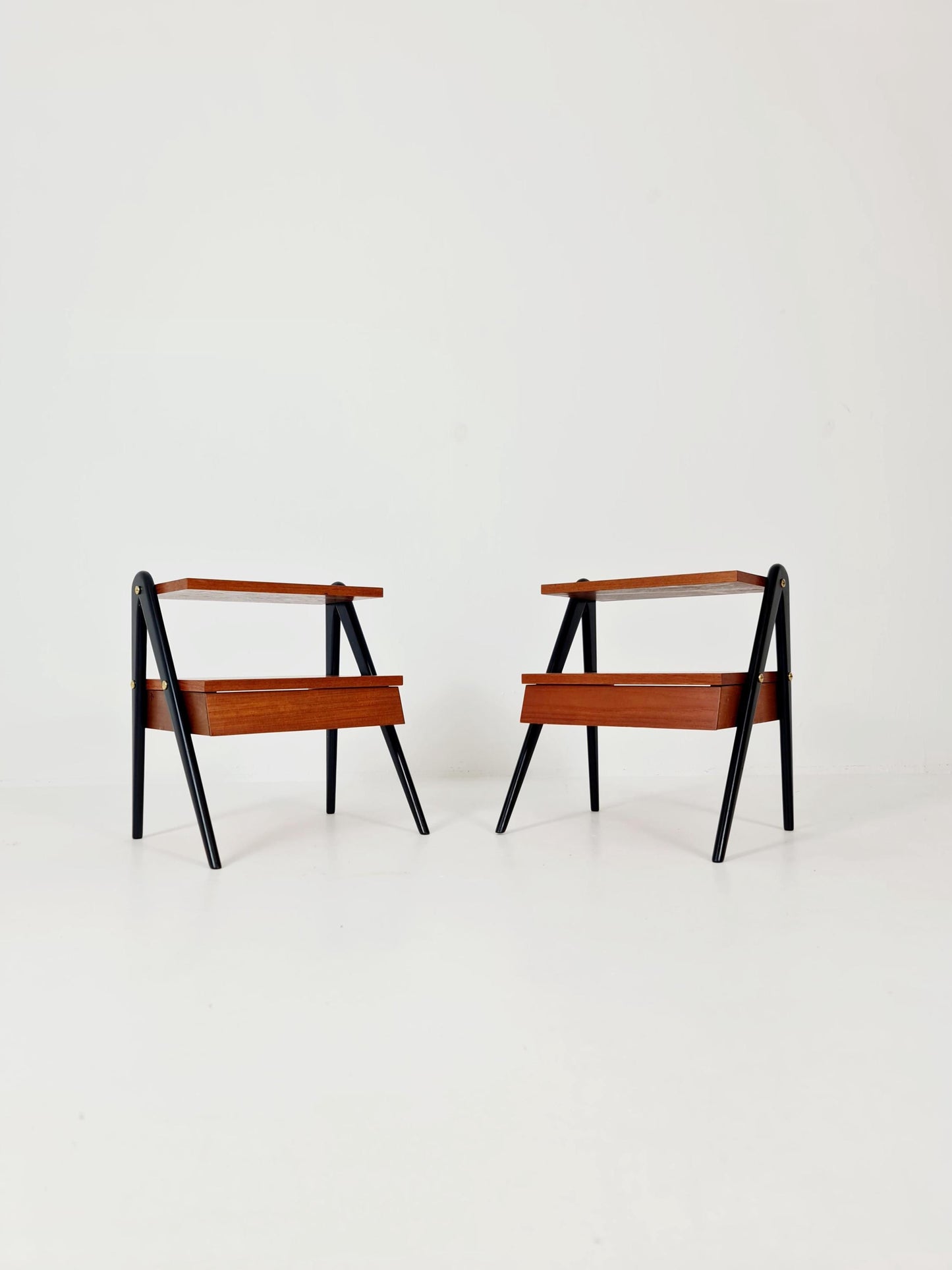 Pair of Danish teak vintage bedside tables/ Night stands, 1960s