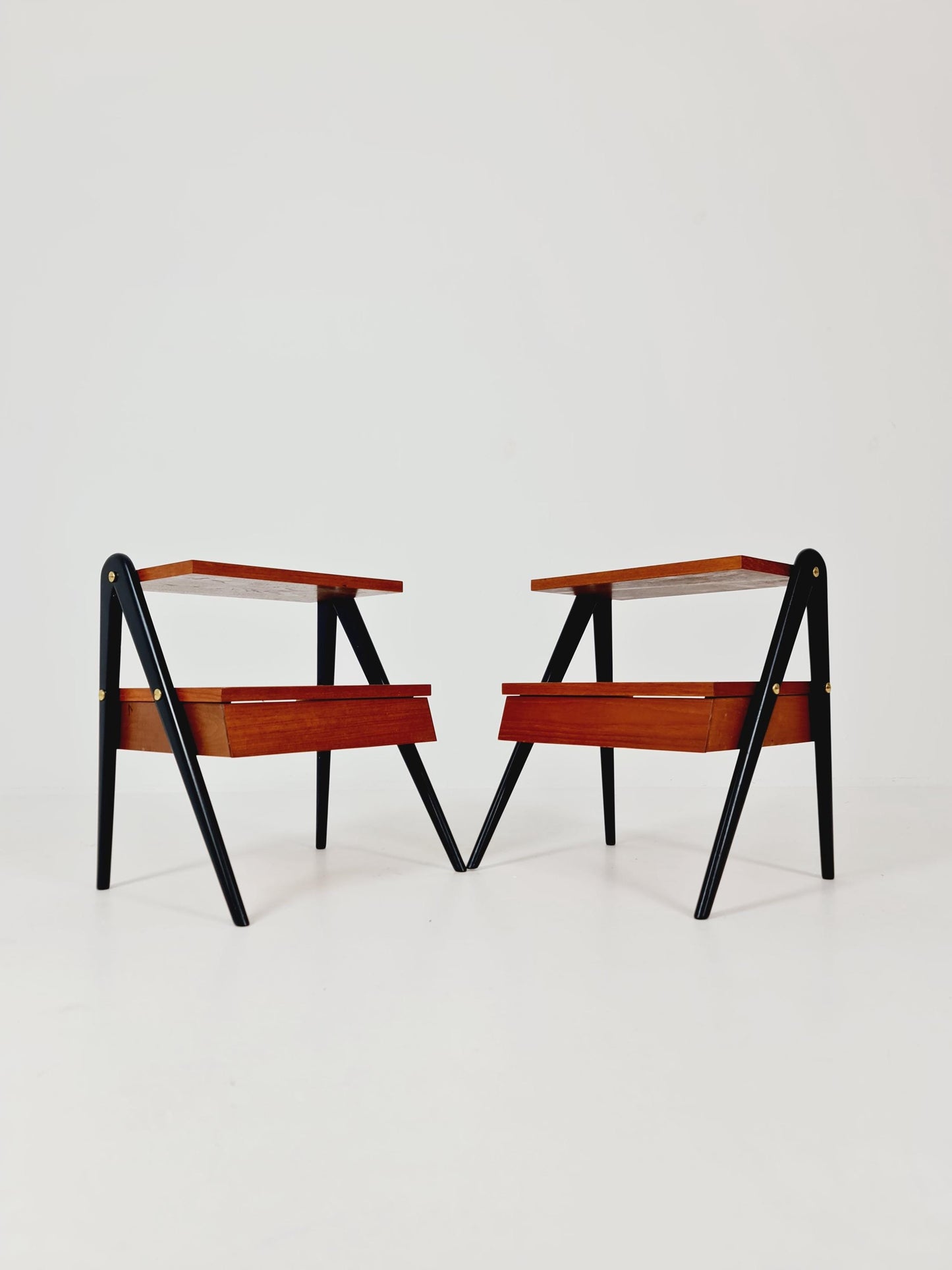 Pair of Danish teak vintage bedside tables/ Night stands, 1960s