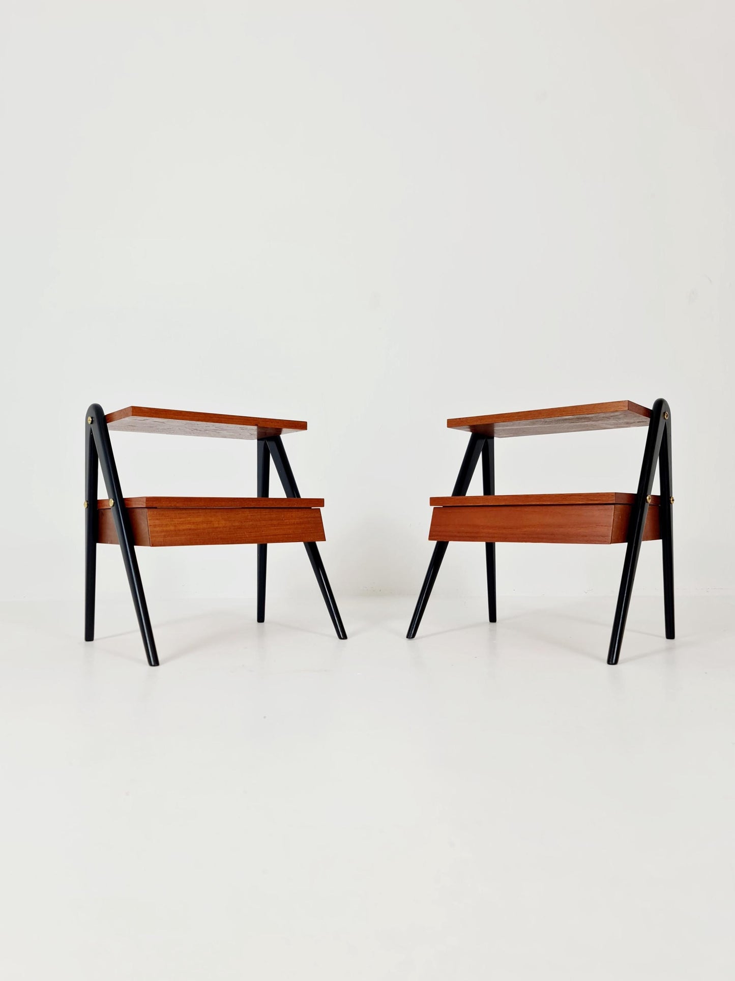 Pair of Danish teak vintage bedside tables/ Night stands, 1960s