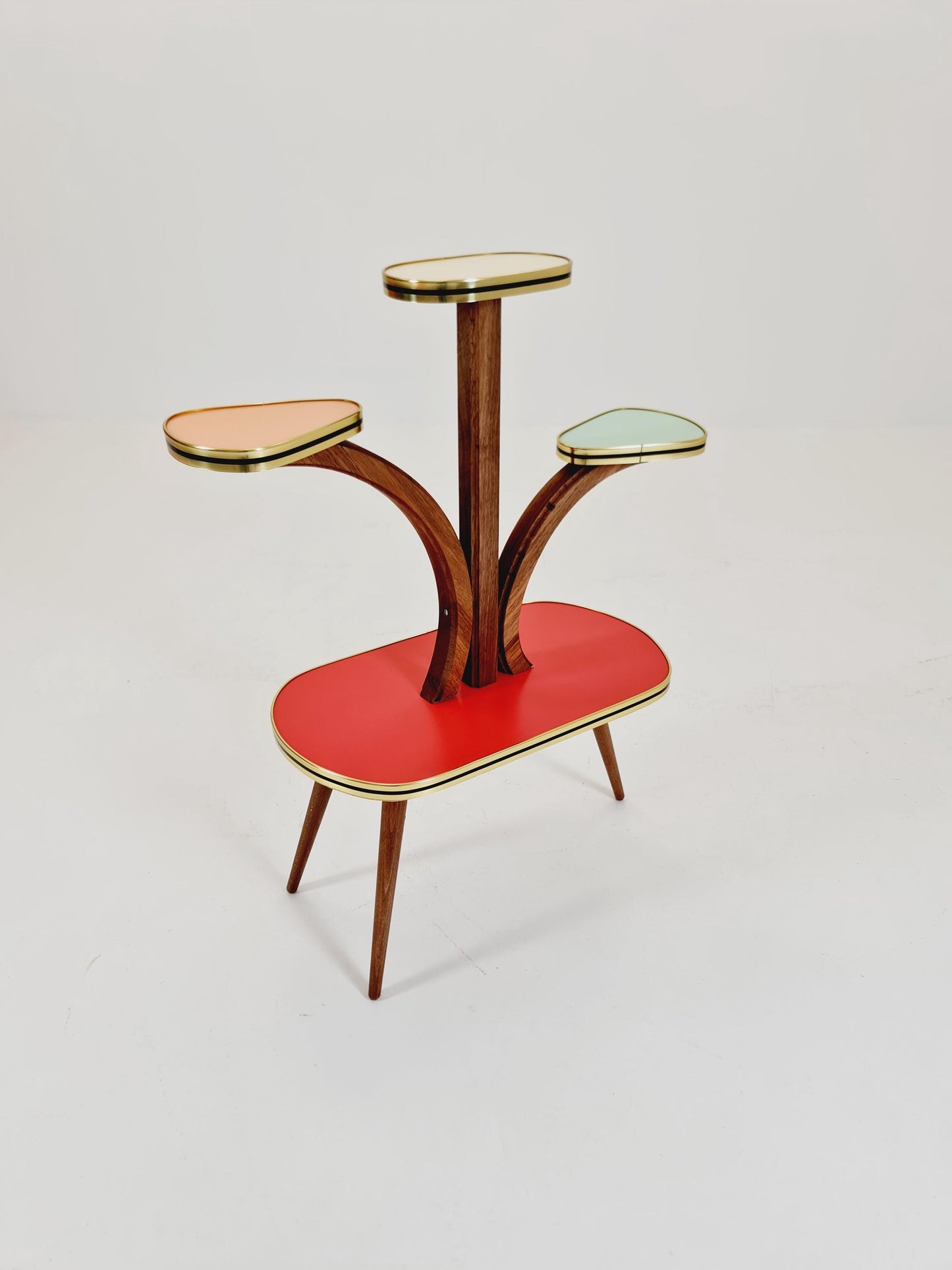 Rare Large German Plant Stand, Colorful Vintage Mid-Century Minimalist Indoor Plant Stand Side Table Retro flower table, 1950s