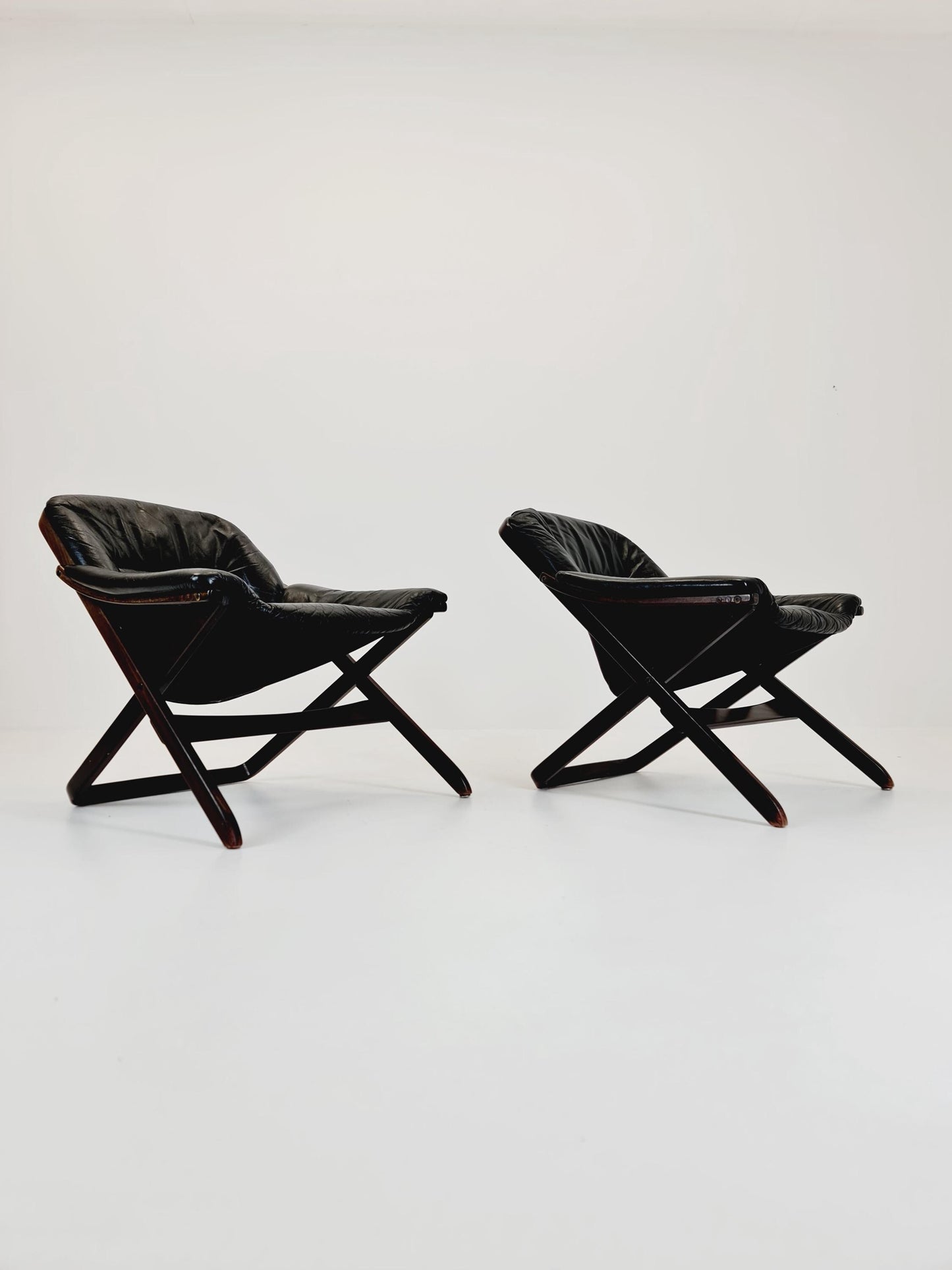 Swedish Midcentury leather armchair by Gote Mobler Nassjo , 1960s, set of 2