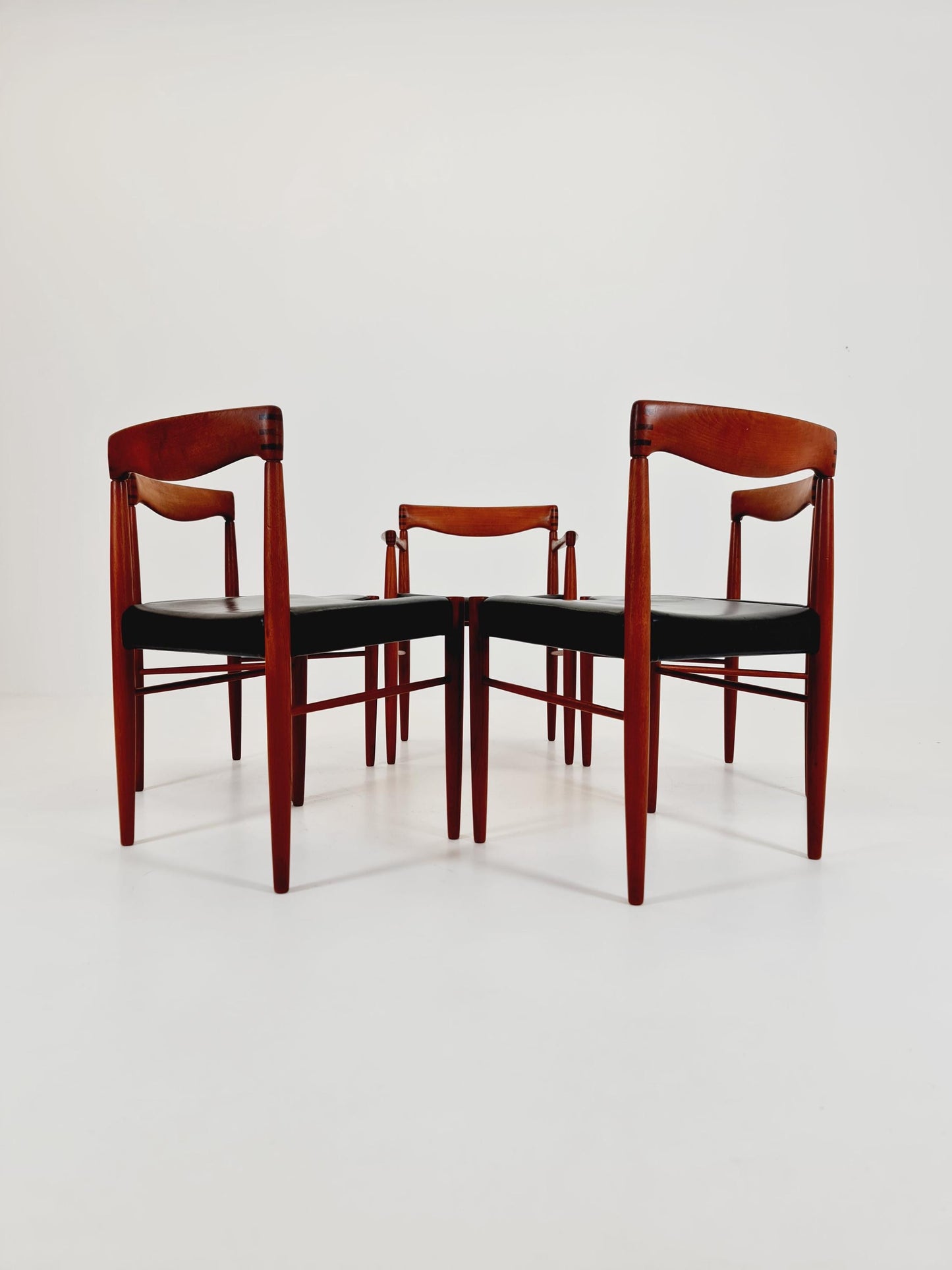 Danish teak & danish cord dining chairs by H. W. Klein for Bramin, 1960s, set of 4