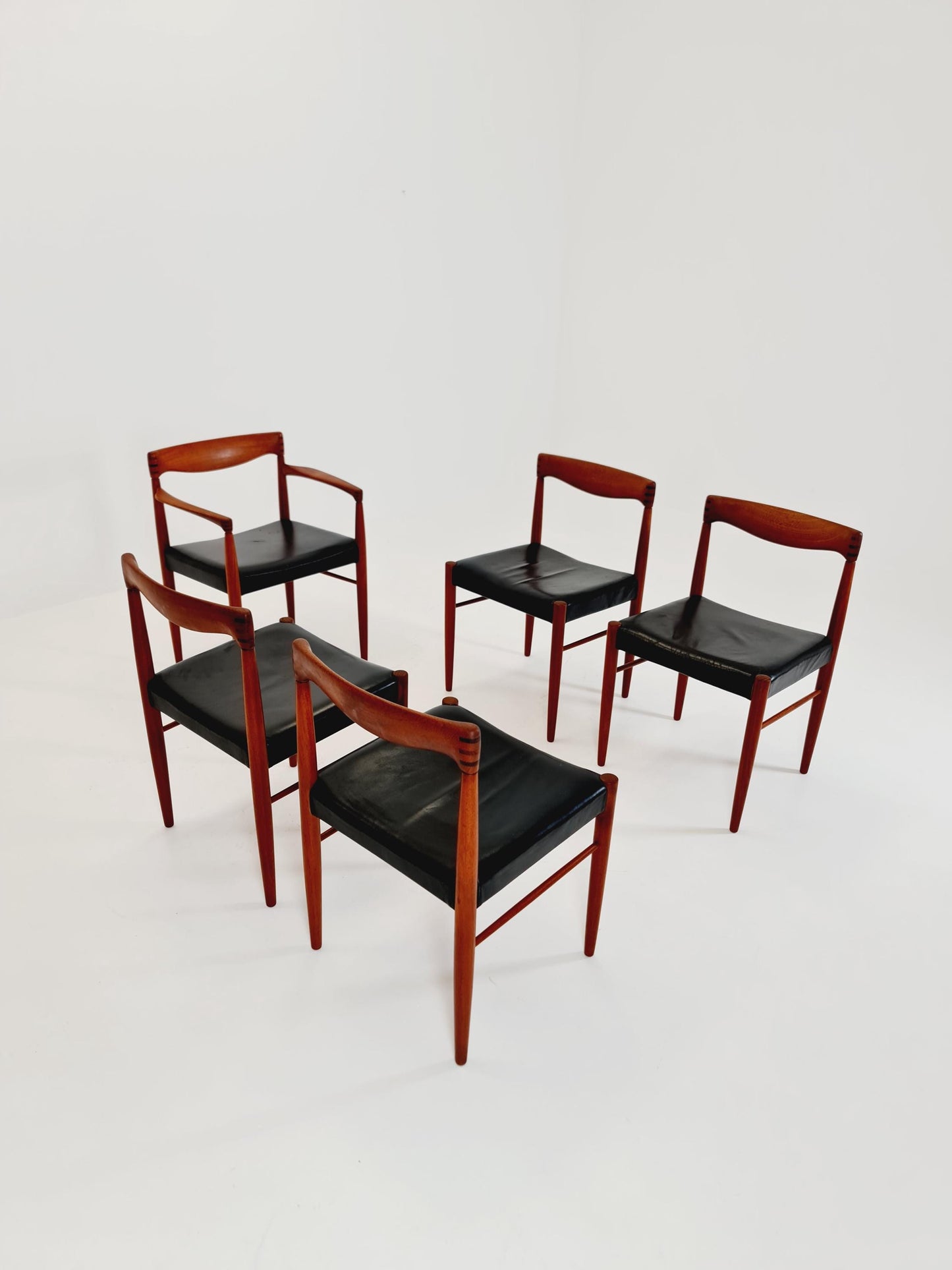 Danish teak & danish cord dining chairs by H. W. Klein for Bramin, 1960s, set of 4
