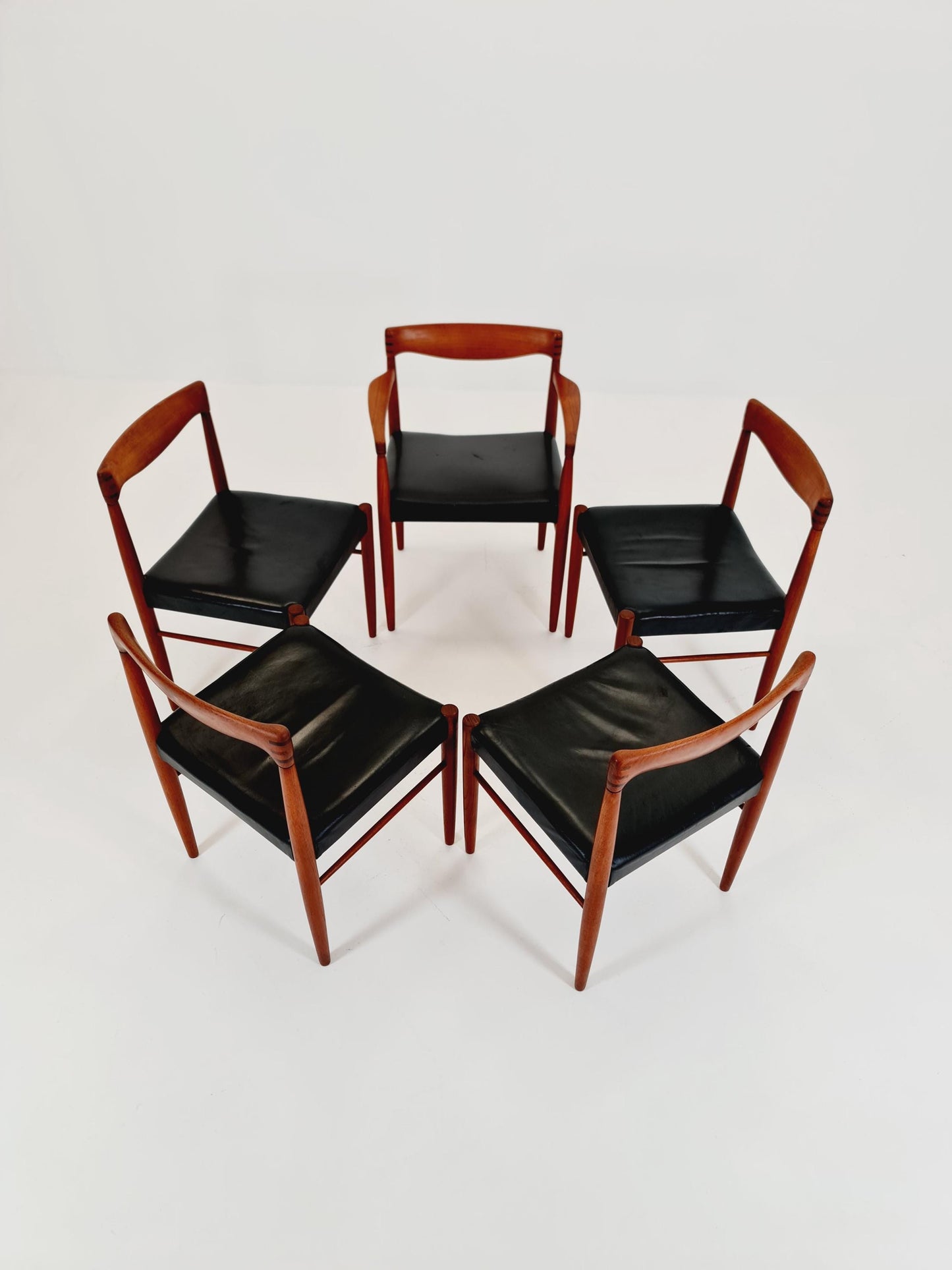 Danish teak & danish cord dining chairs by H. W. Klein for Bramin, 1960s, set of 4