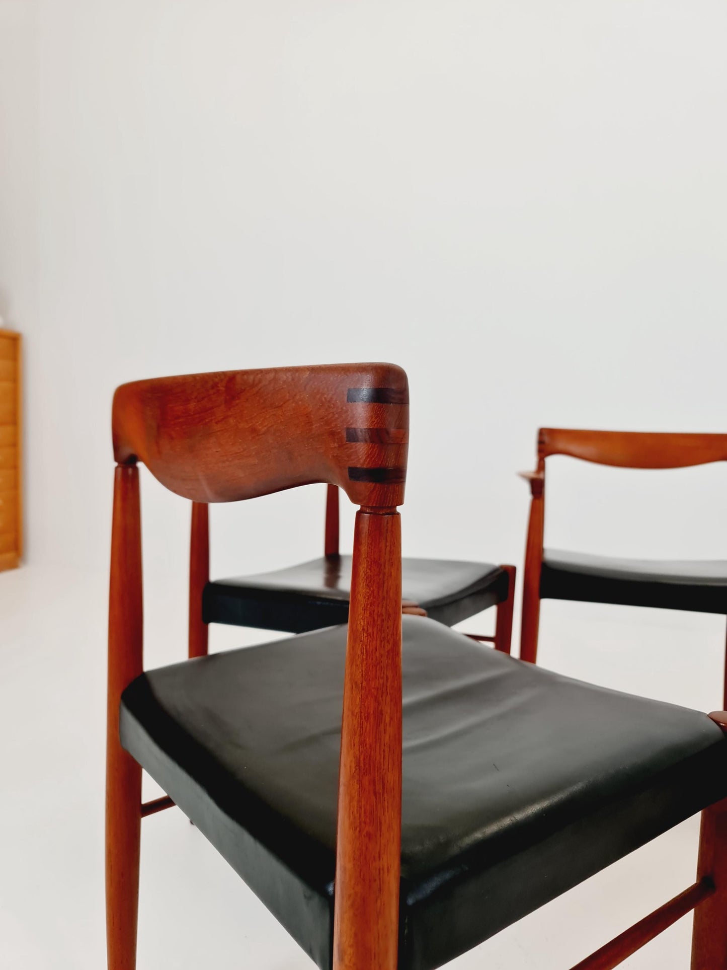 Danish teak & danish cord dining chairs by H. W. Klein for Bramin, 1960s, set of 4