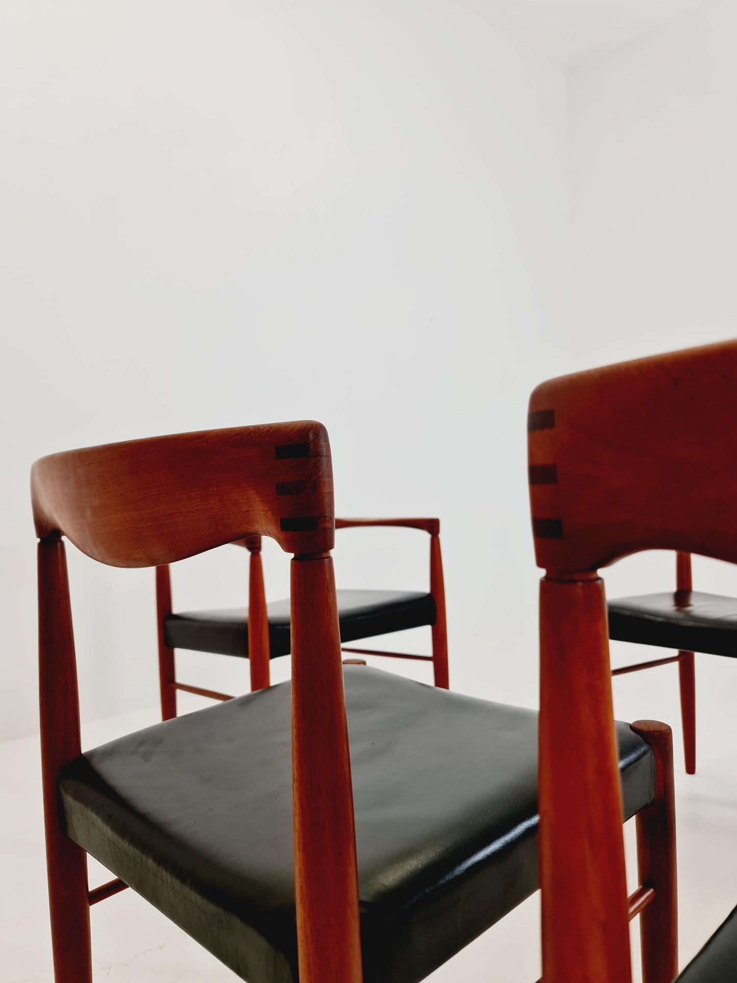 Danish teak & danish cord dining chairs by H. W. Klein for Bramin, 1960s, set of 4